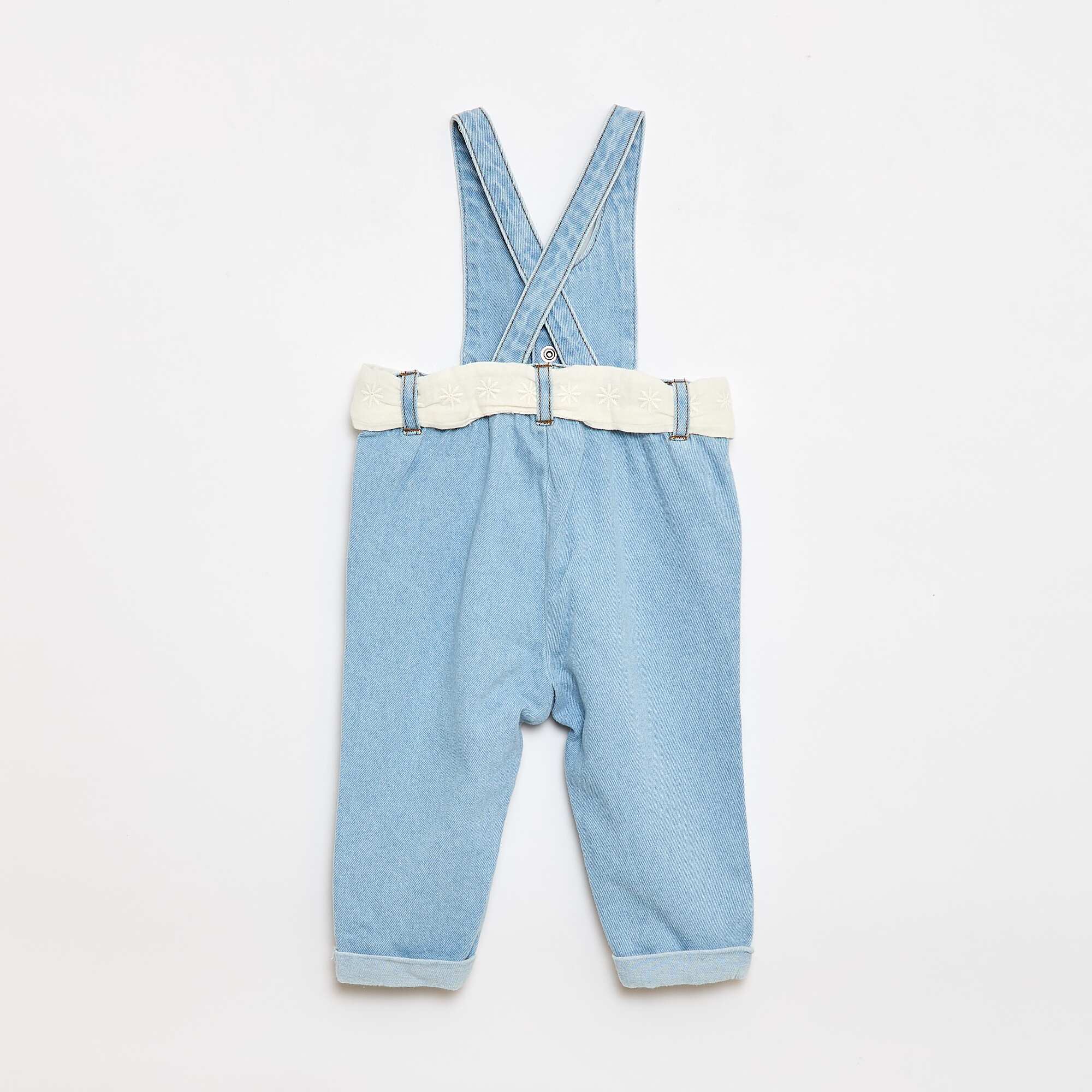 Long Denim Overalls WHITE - Image 2