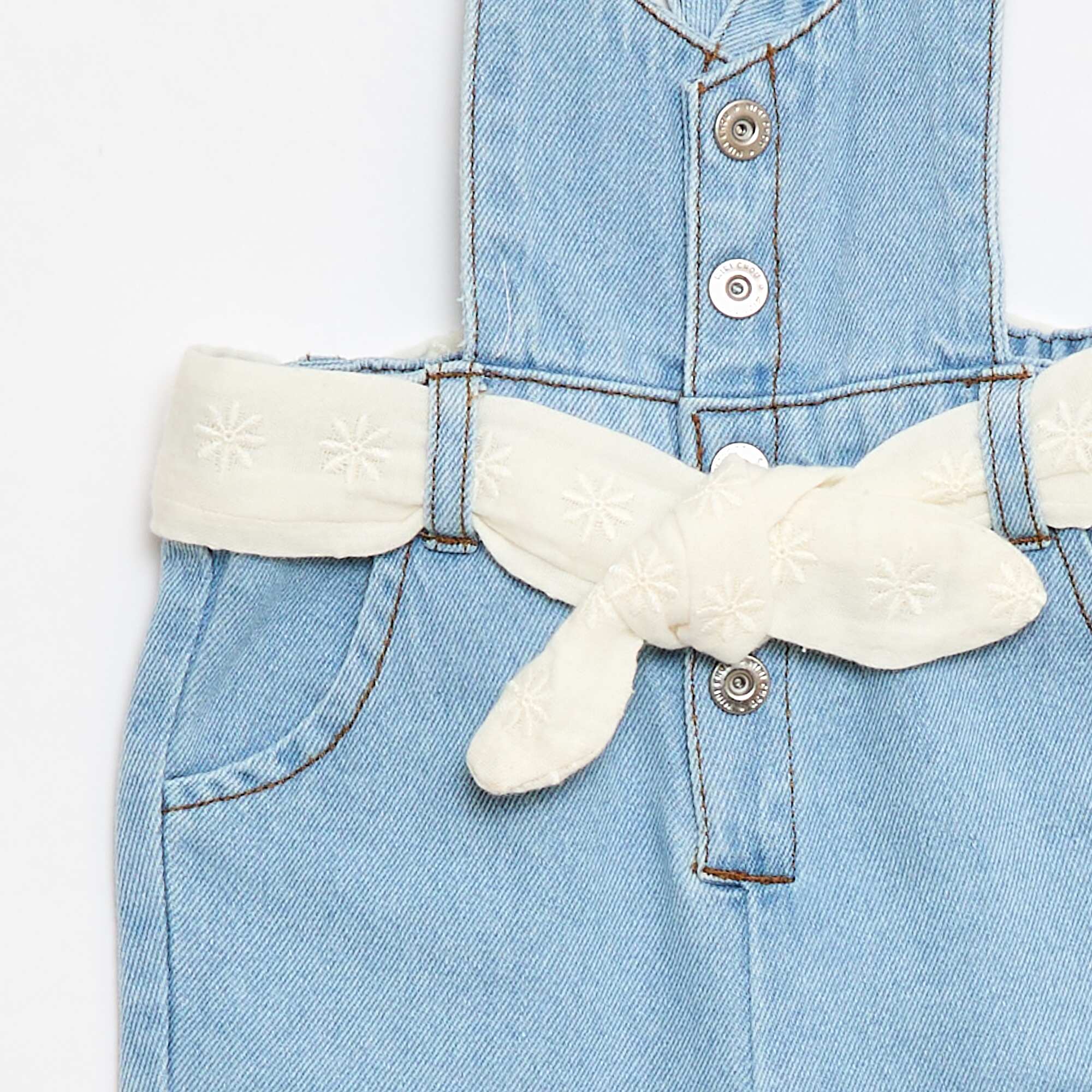 Long Denim Overalls WHITE - Image 3