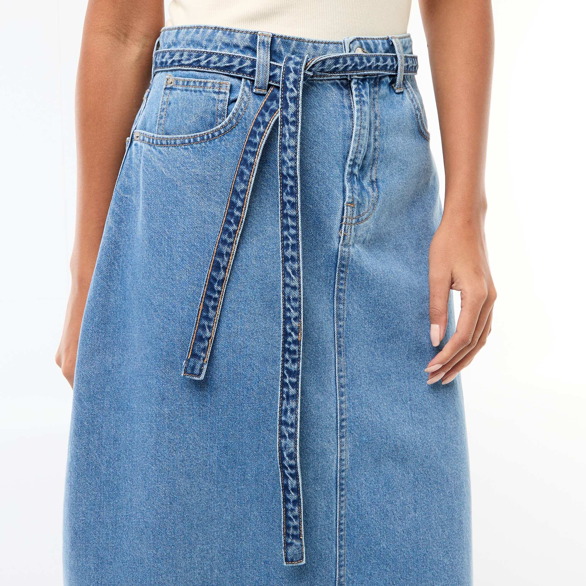 Long denim skirt BLUE - Image 4