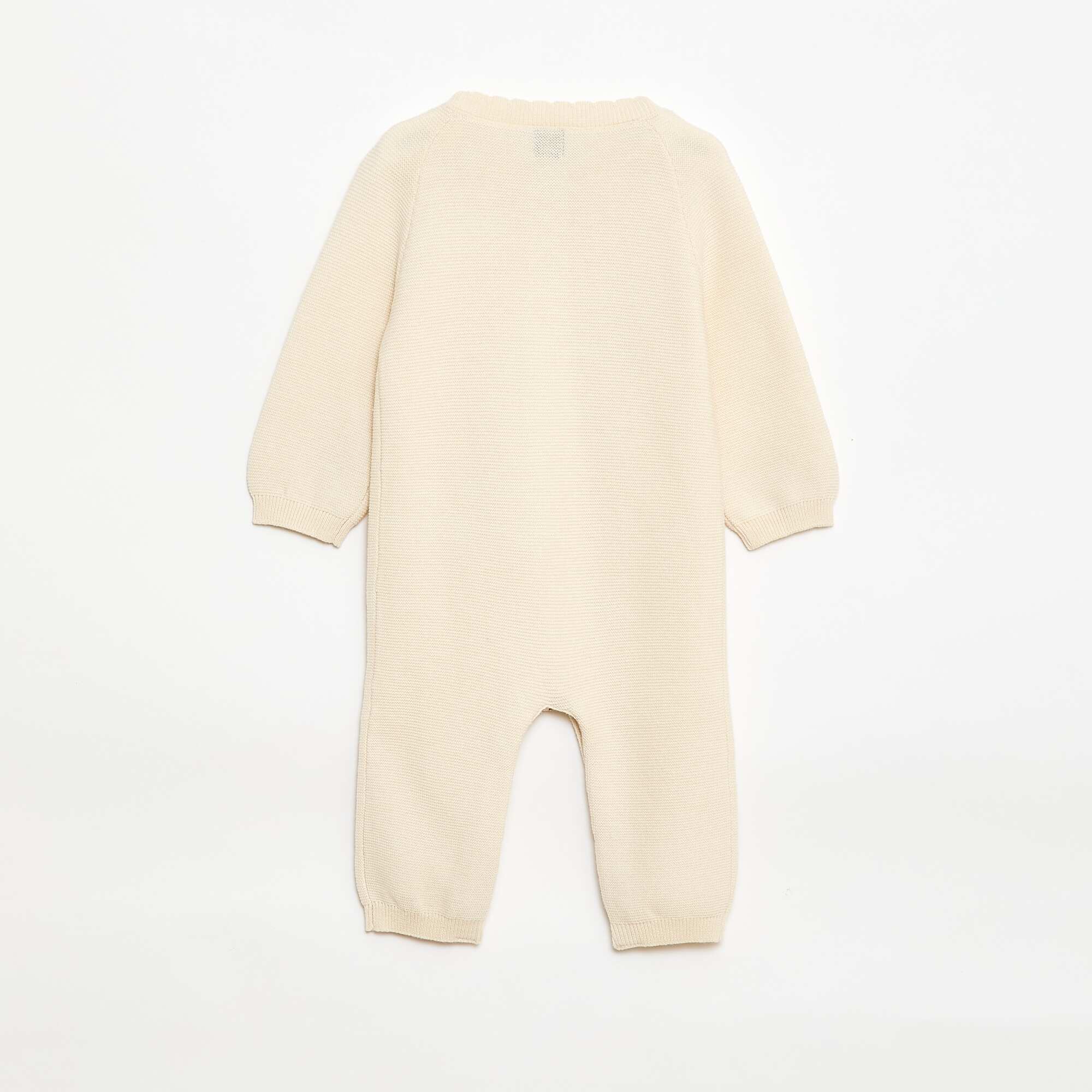 Long Knit Moss Stitch Romper WHITE - Image 2
