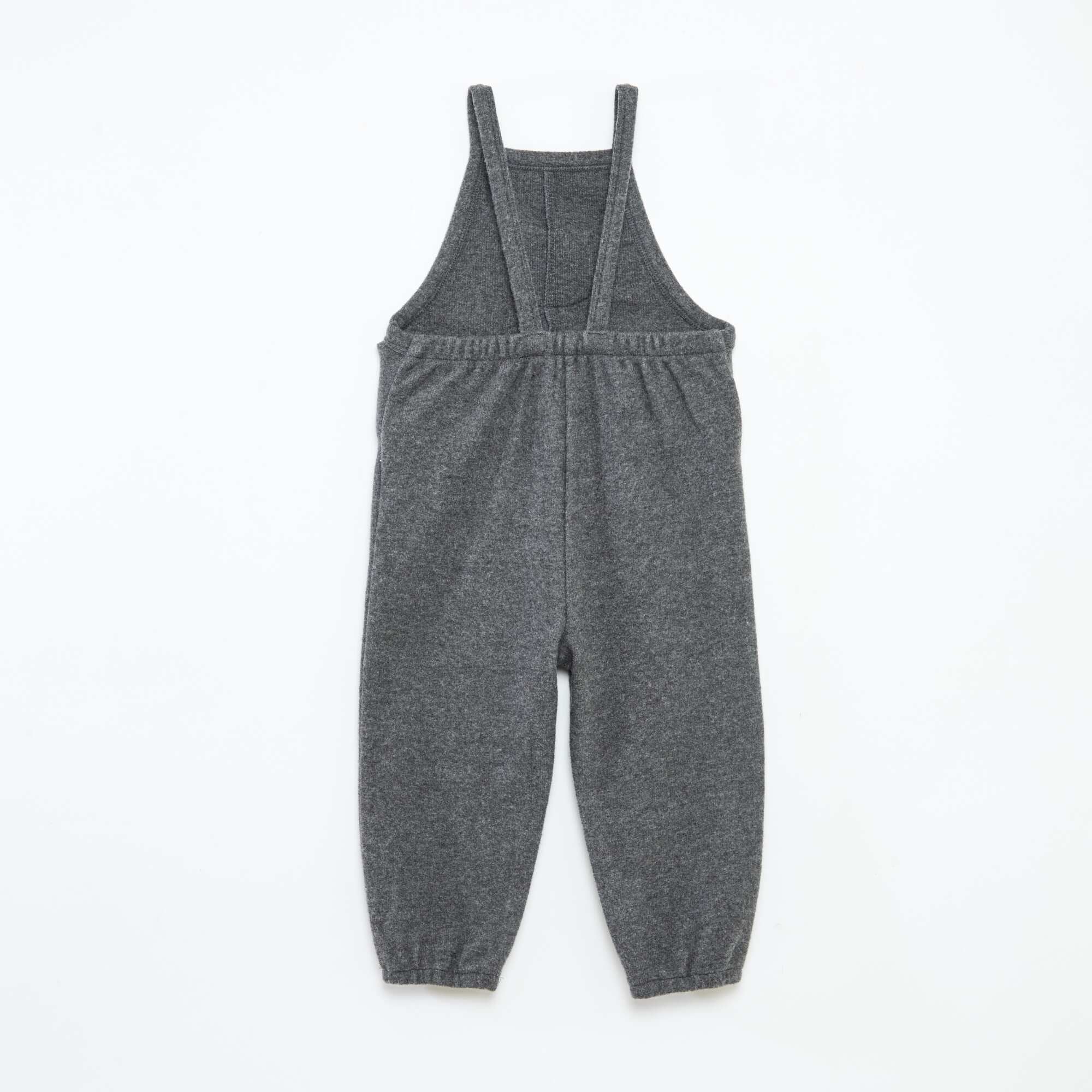 Long Knit Plush Dungarees GREY - Image 4