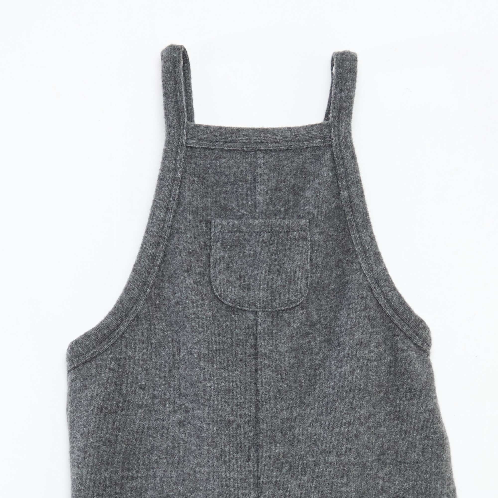 Long Knit Plush Dungarees GREY - Image 5