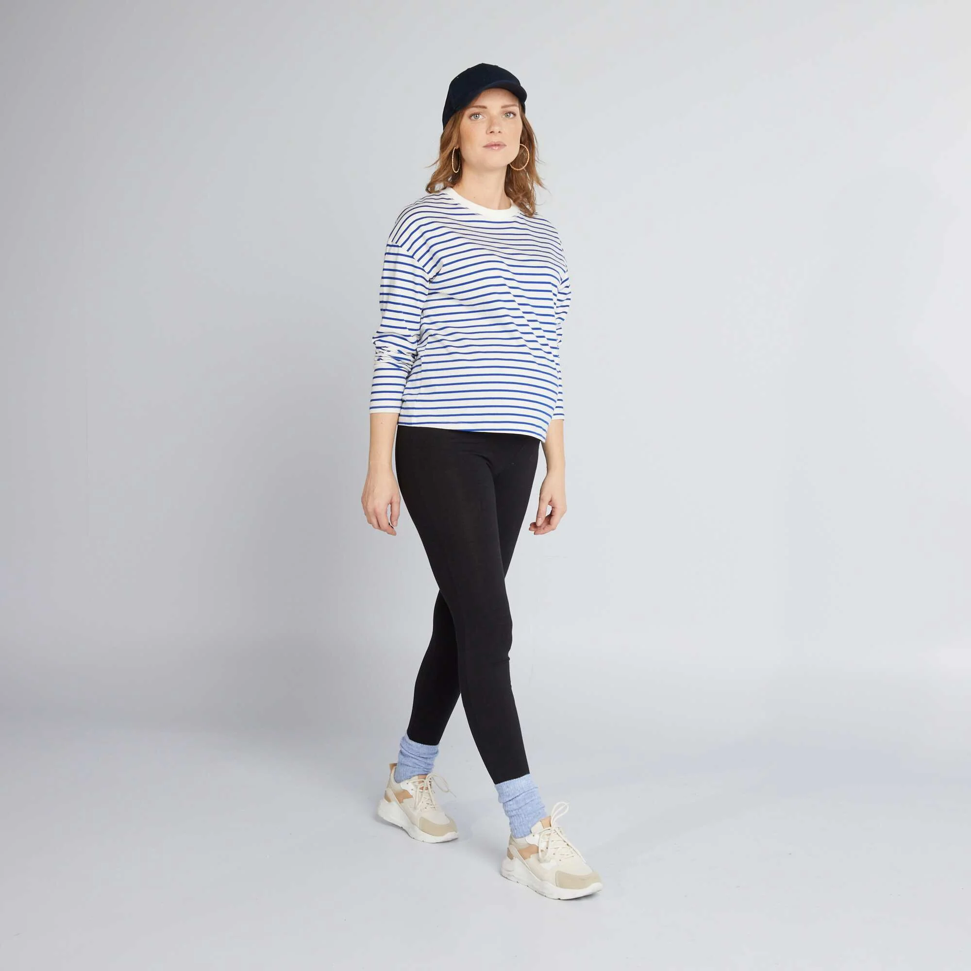 Long plain jersey fabric maternity leggings black