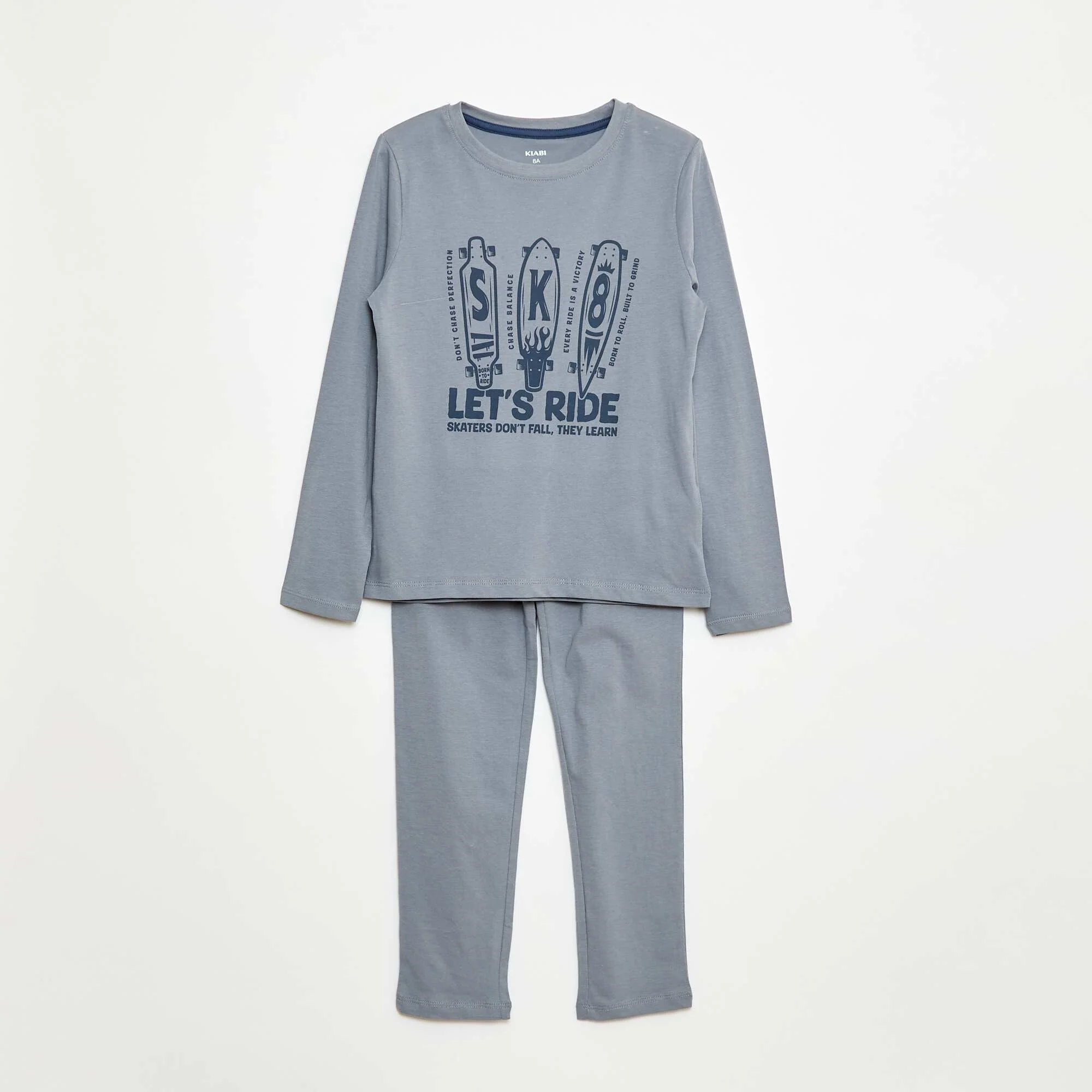 Long printed jersey pyjamas - 2-piece set BLUE