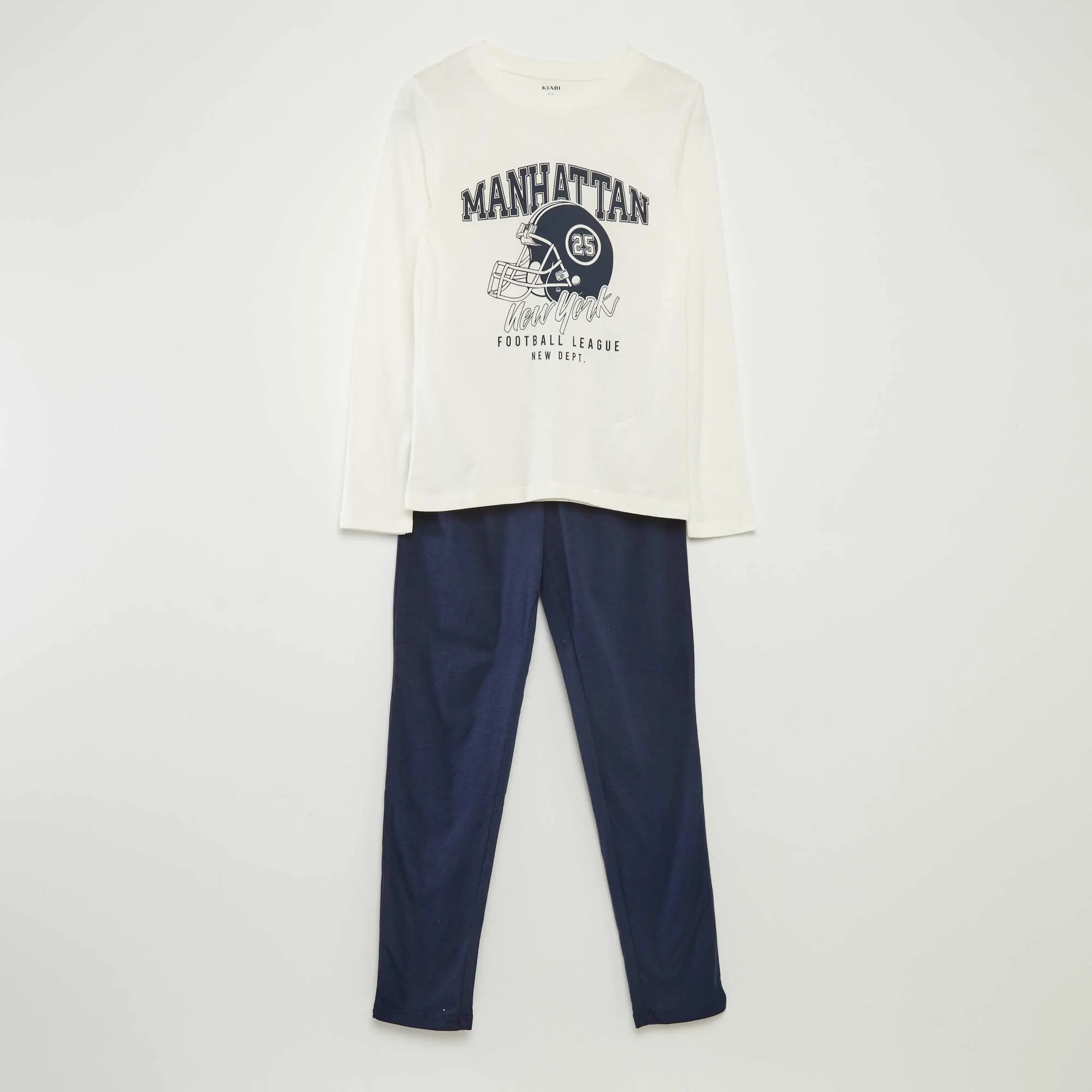 Long printed jersey pyjamas - 2-piece set WHITE