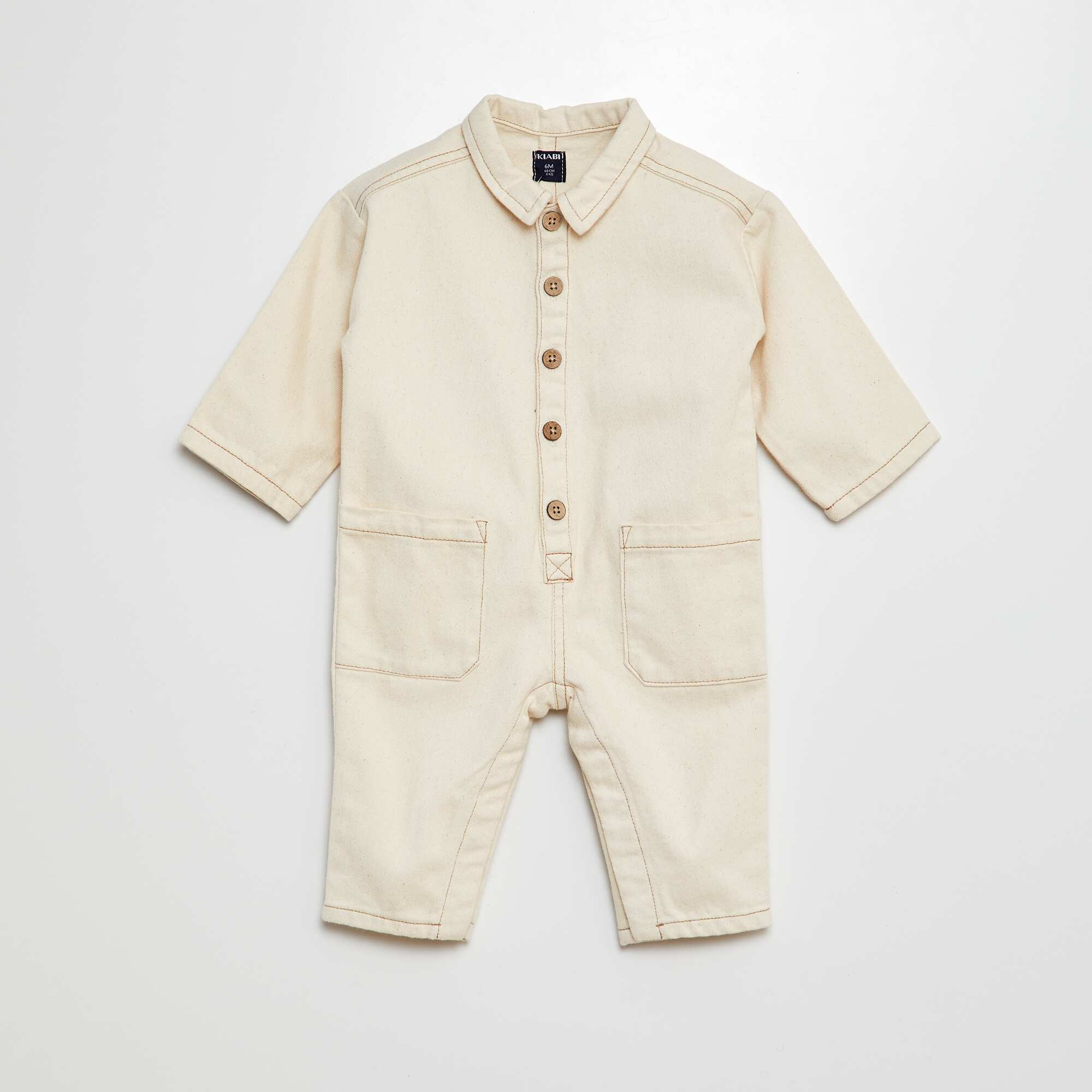 Long romper with roomy pockets WHITE