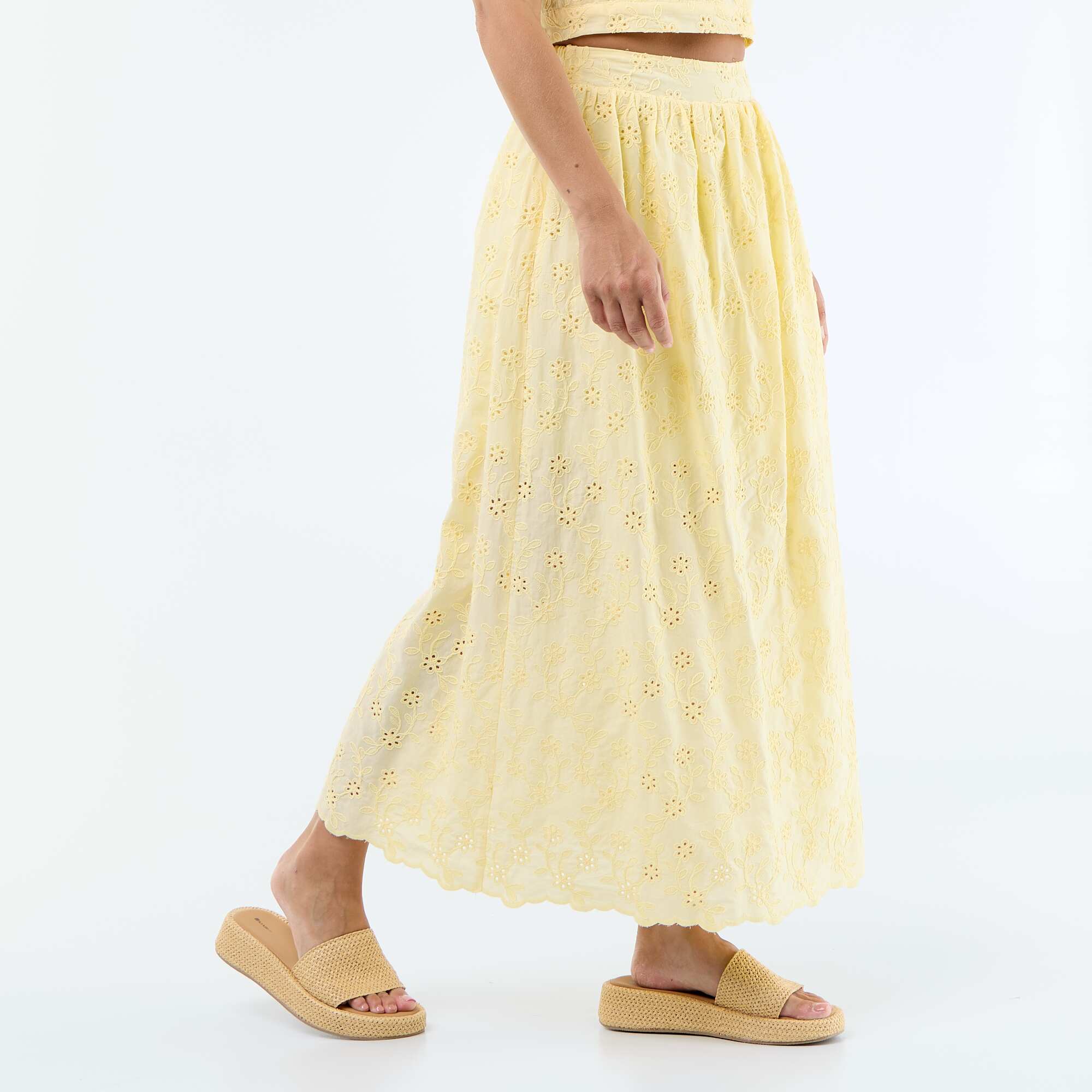 Long Skirt with Broderie Anglaise YELLOW - Image 5