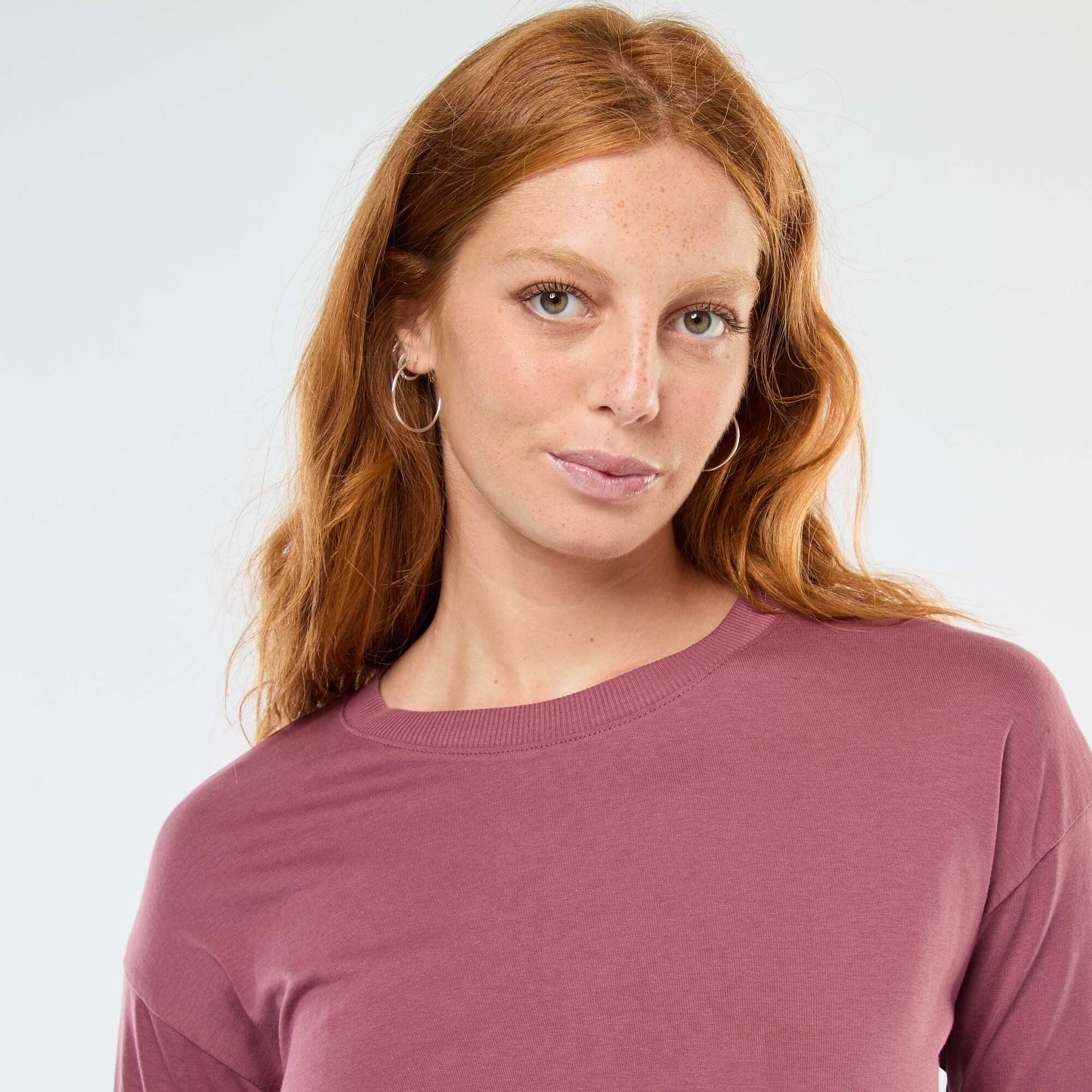 Long-Sleeve Crew Neck T-Shirt PINK - Image 5