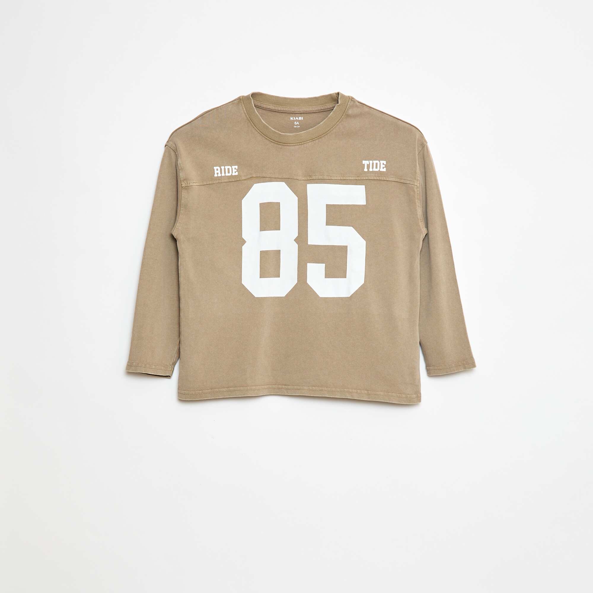 Long-sleeved American sport-style T-shirt BEIGE