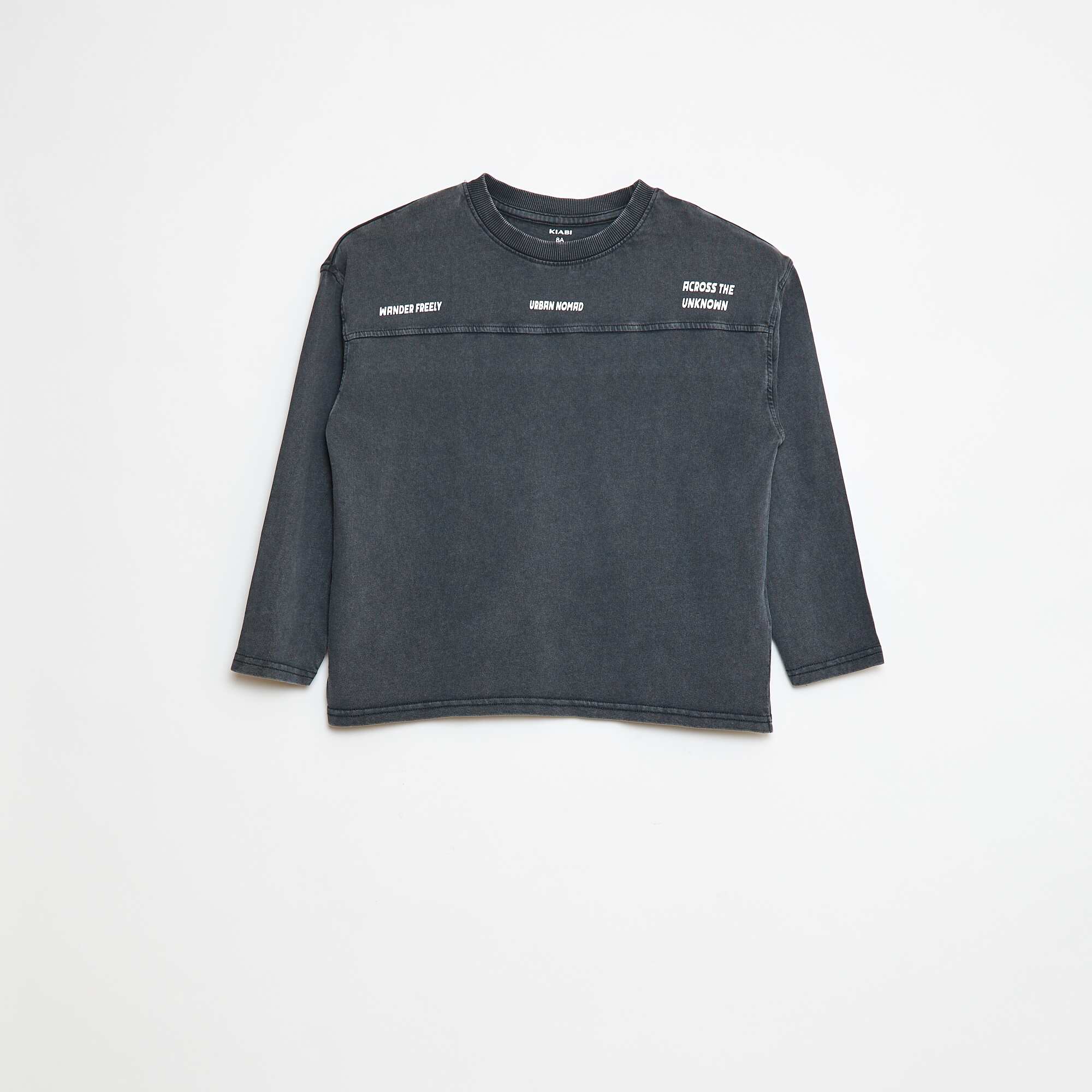 Long-sleeved American sport-style T-shirt BLACK