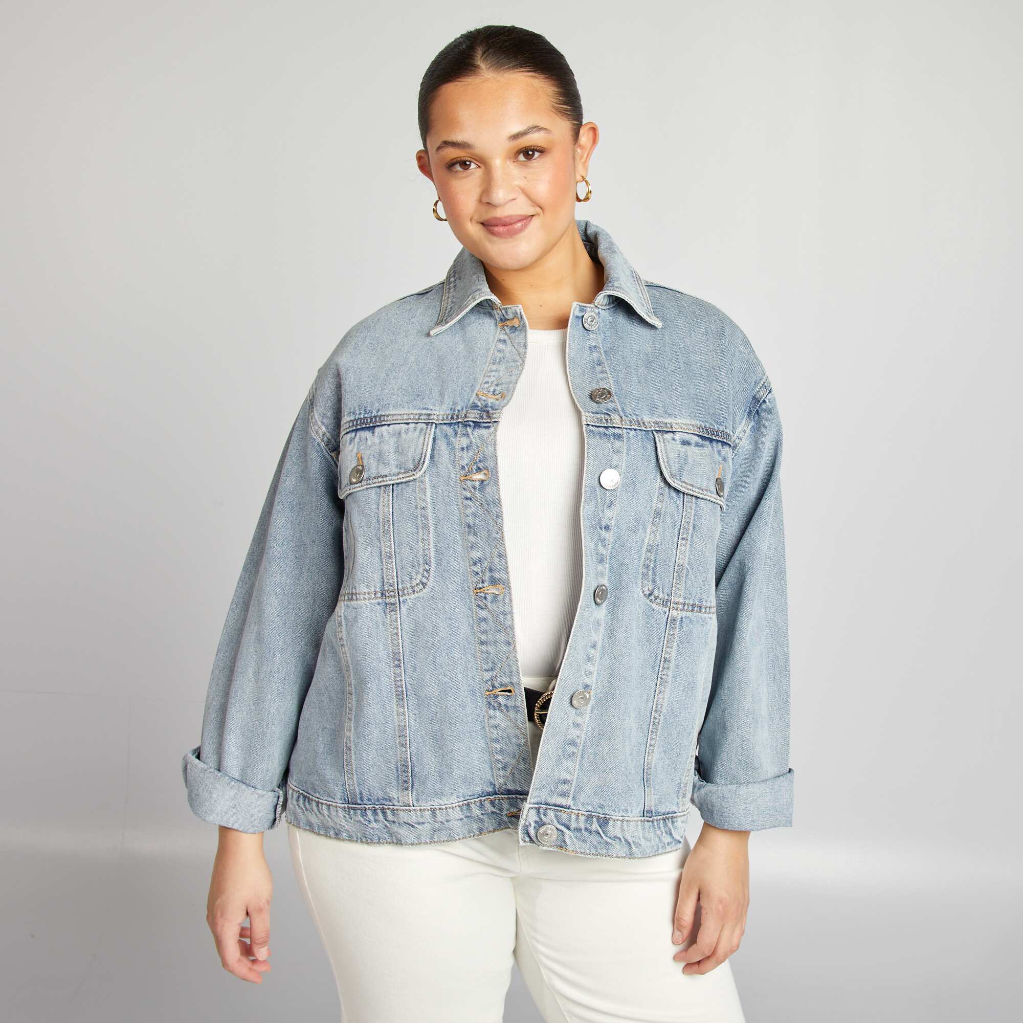 Long-sleeved denim jacket BLUE - Image 6