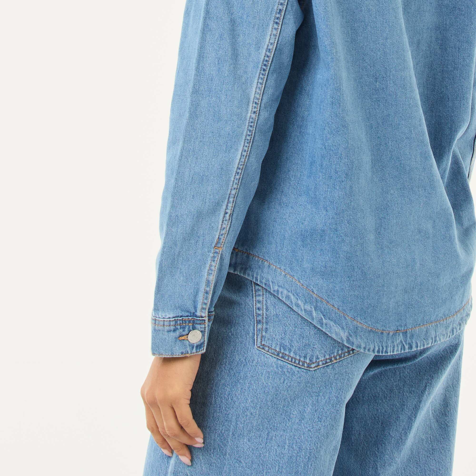 Long-Sleeved Denim Shirt BLUE - Image 6