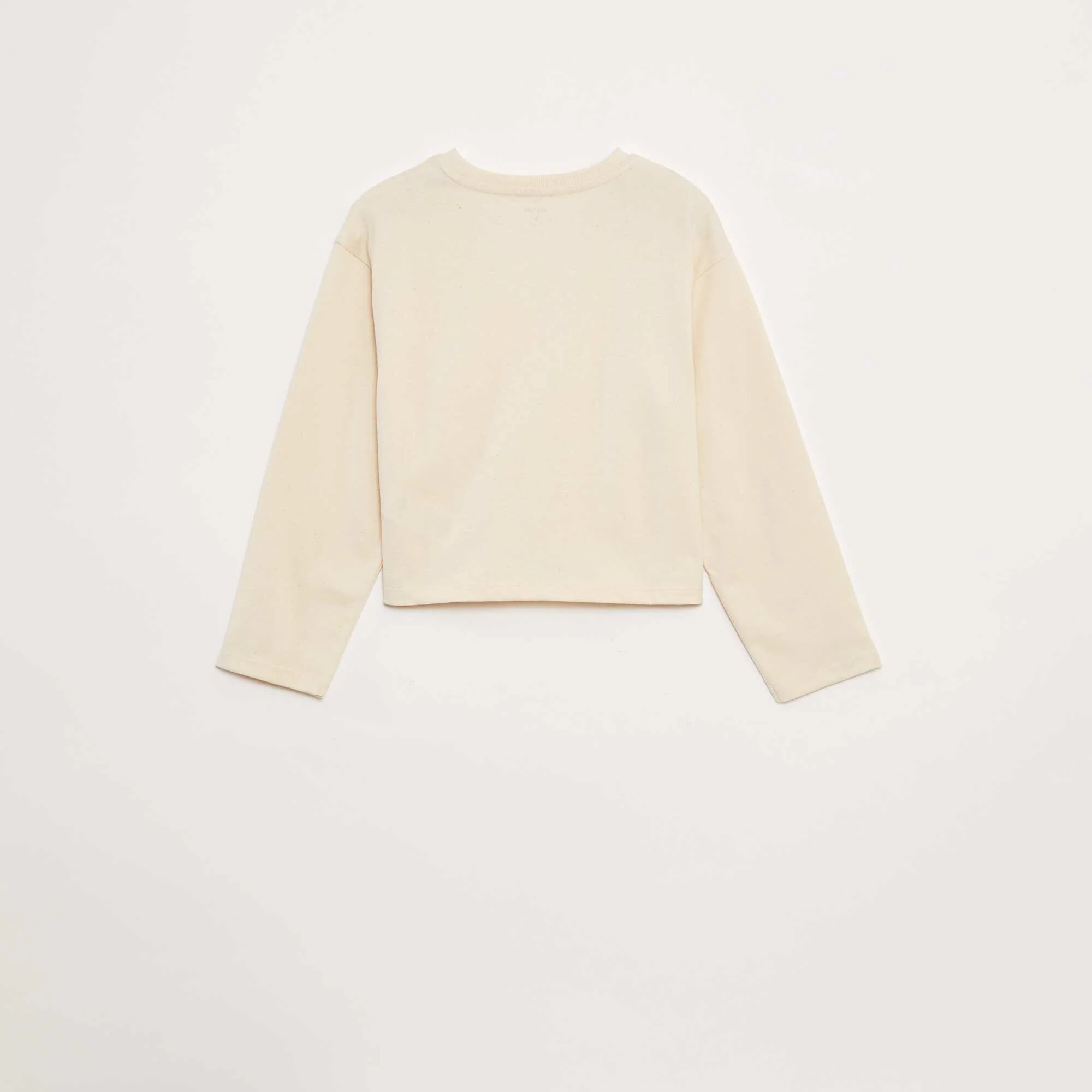 Long-sleeved jersey T-shirt BEIGE - Image 3