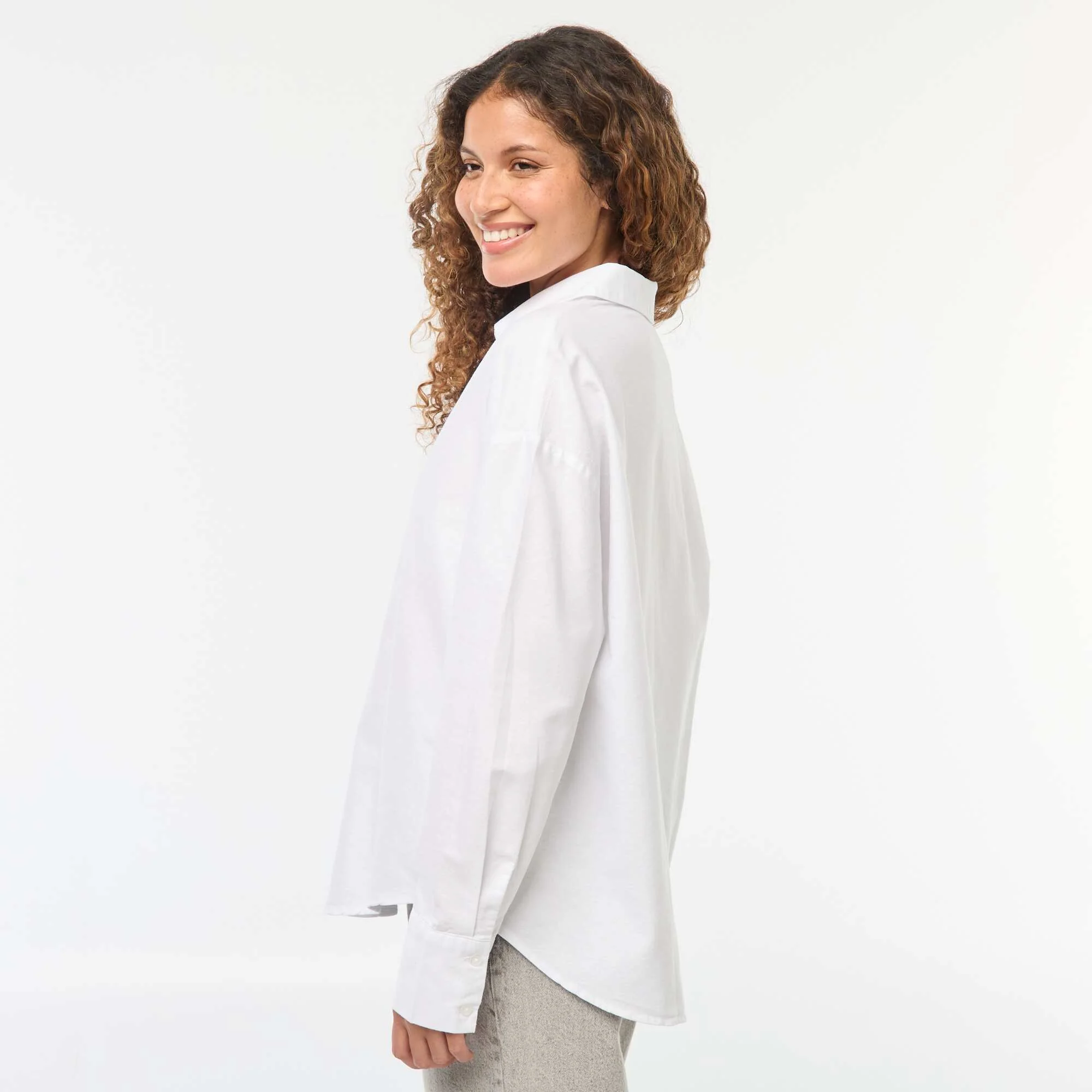 Long-sleeved Oxford shirt WHITE - Image 4