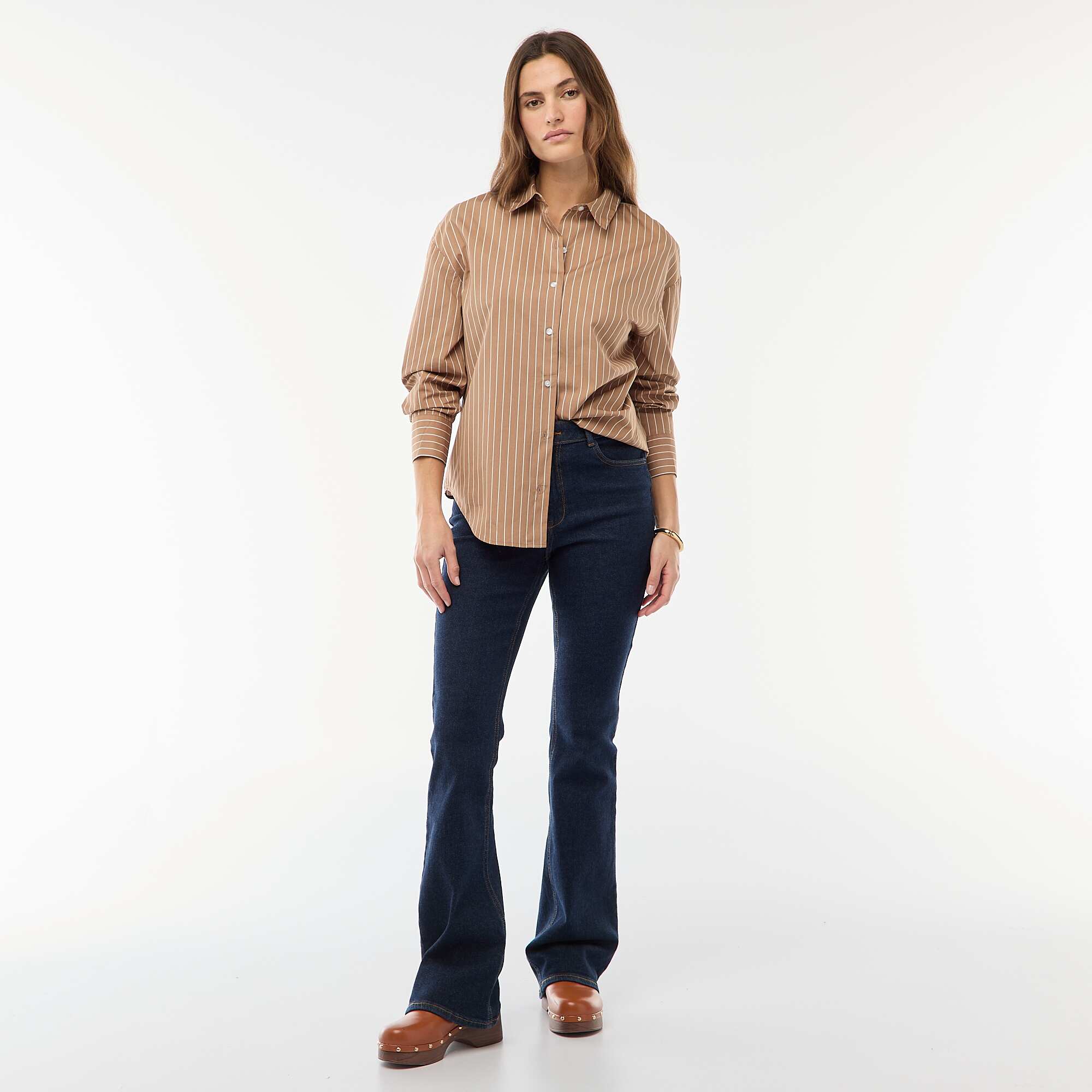 Long-Sleeved Poplin Shirt BROWN - Image 2