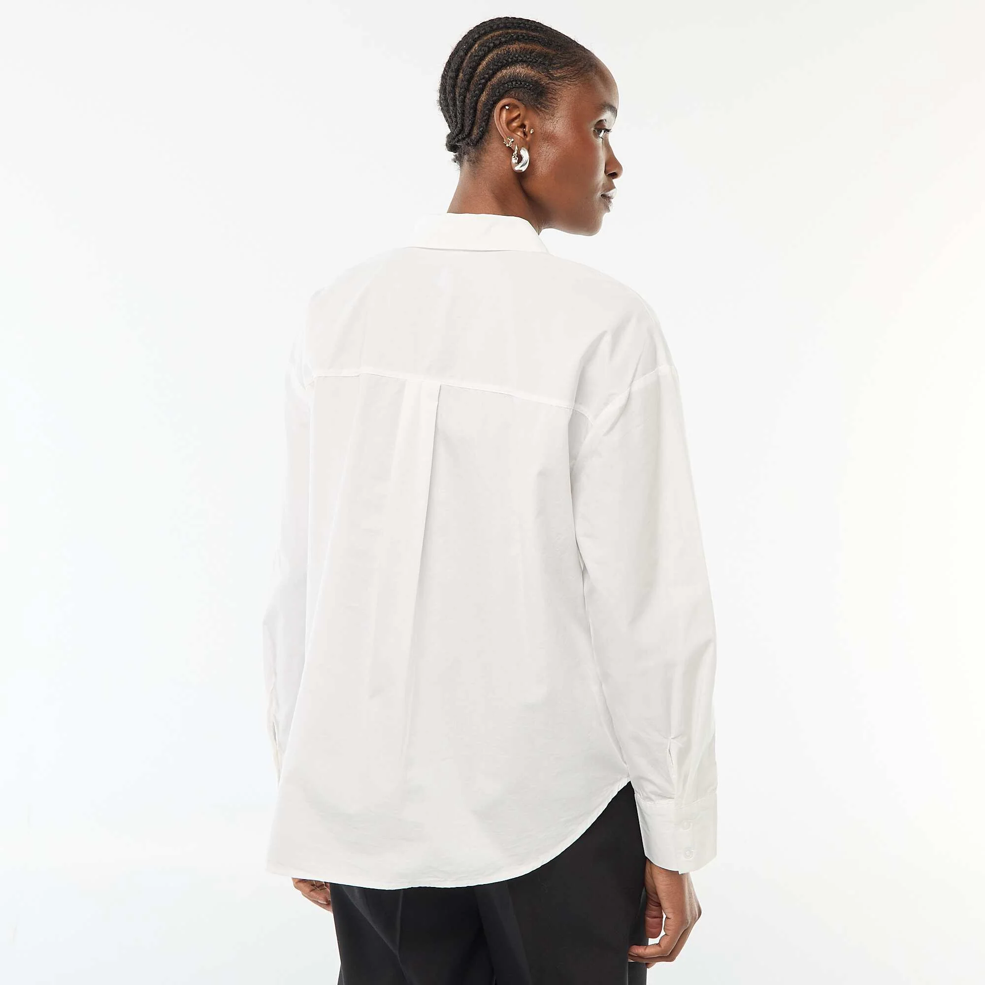 Long-Sleeved Poplin Shirt WHITE - Image 3