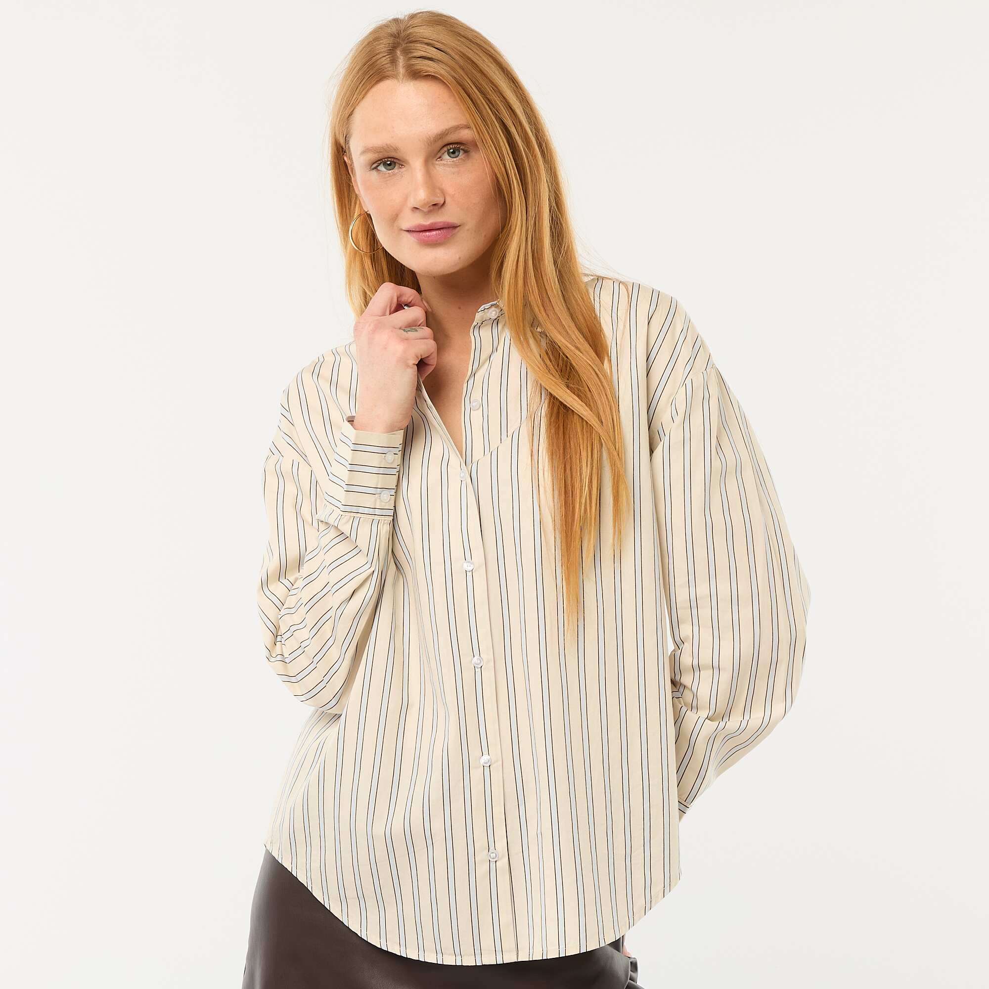 Long-Sleeved Poplin Shirt WHITE - Image 4