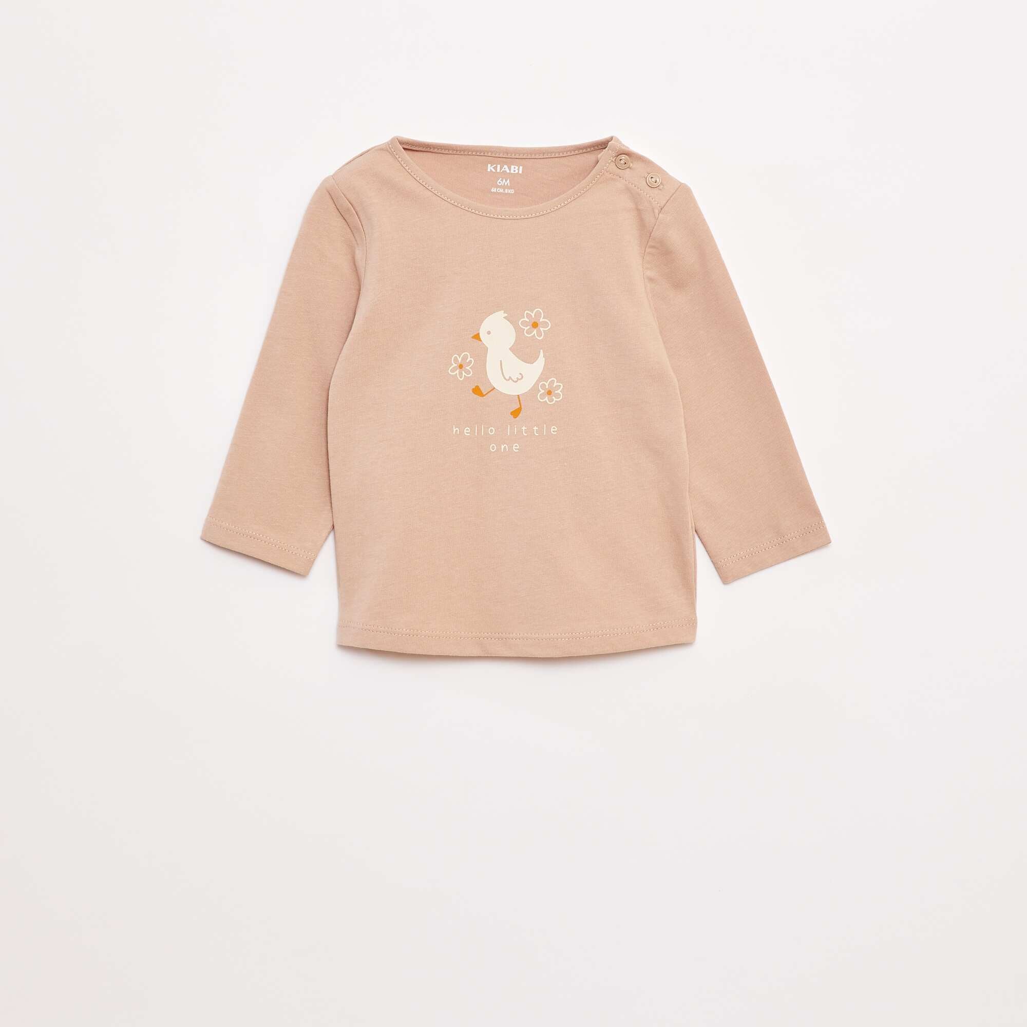 Long-sleeved printed T-shirt BEIGE