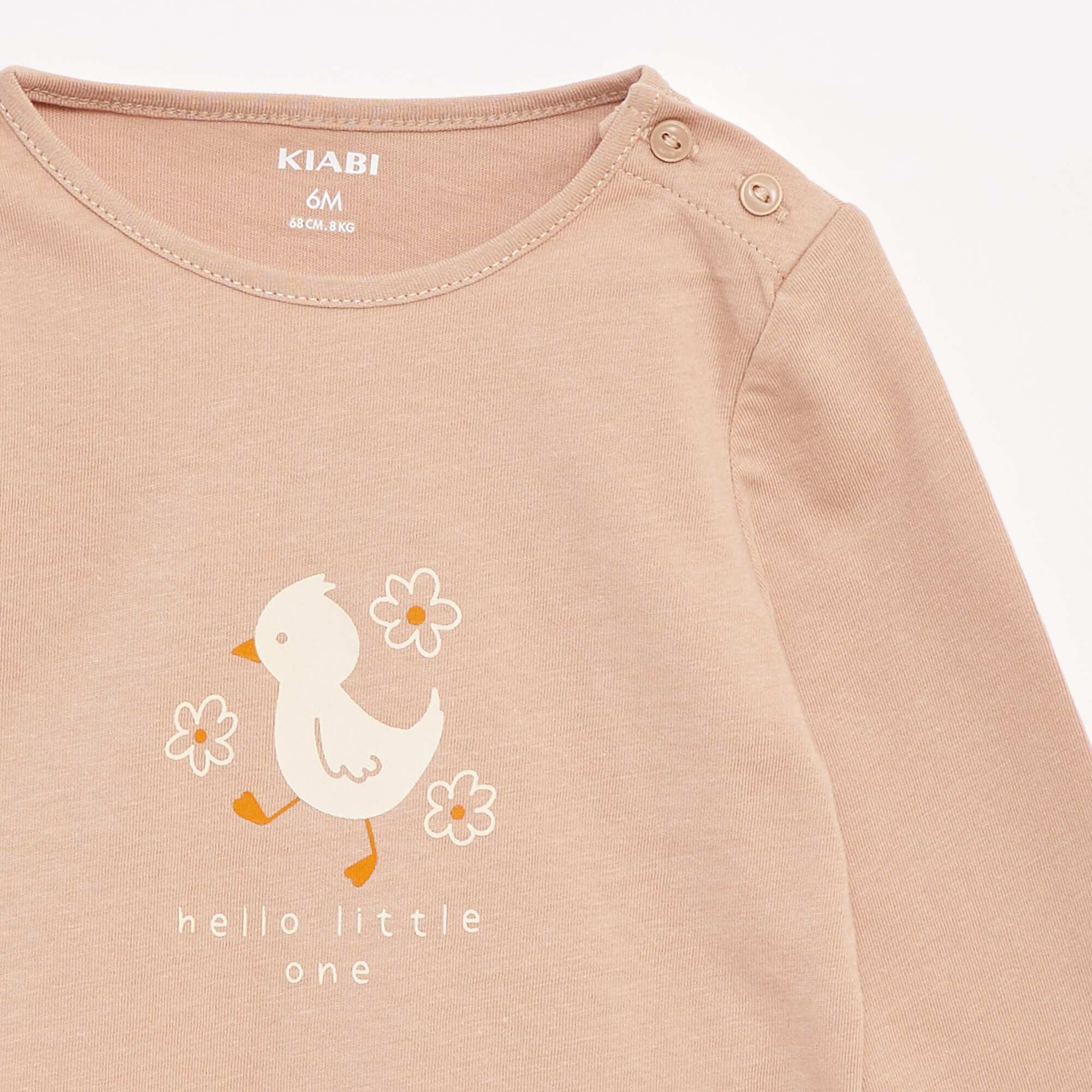 Long-sleeved printed T-shirt BEIGE - Image 2