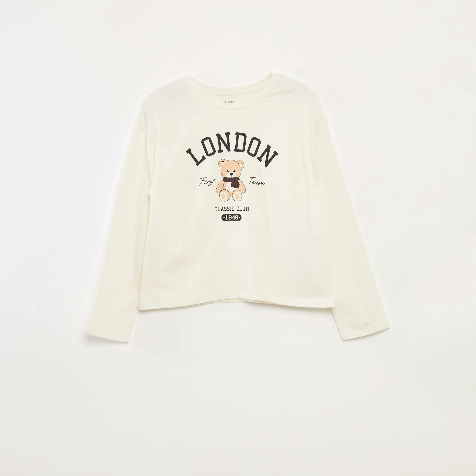 Long-sleeved printed T-shirt BEIGE