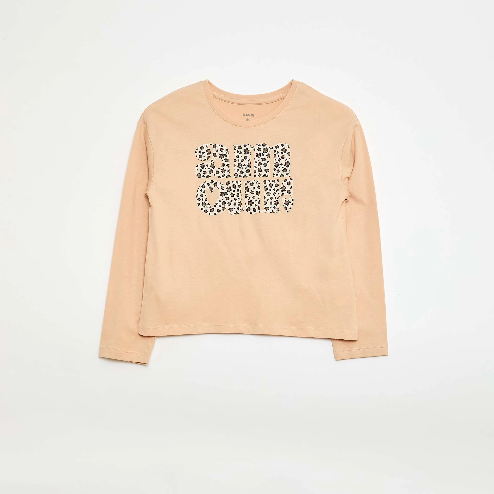Long-sleeved printed T-shirt BEIGE