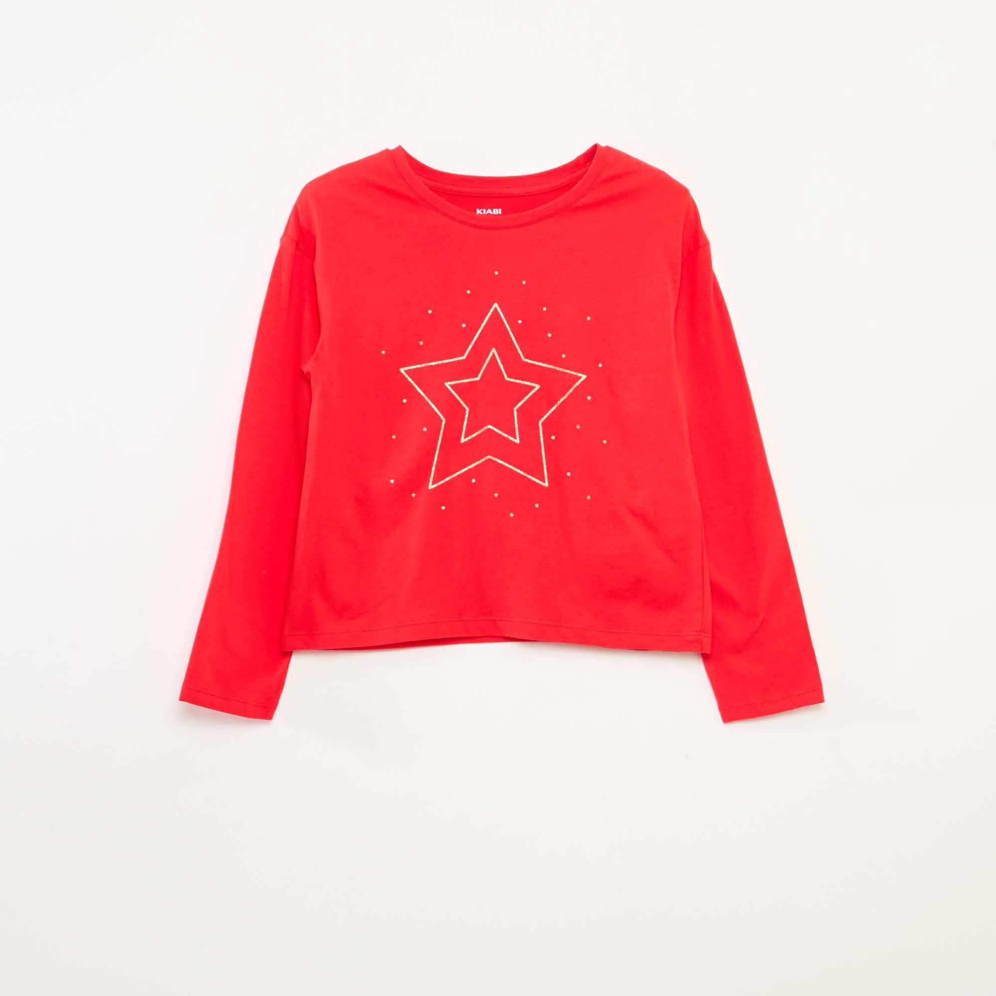 Long-sleeved printed T-shirt RED