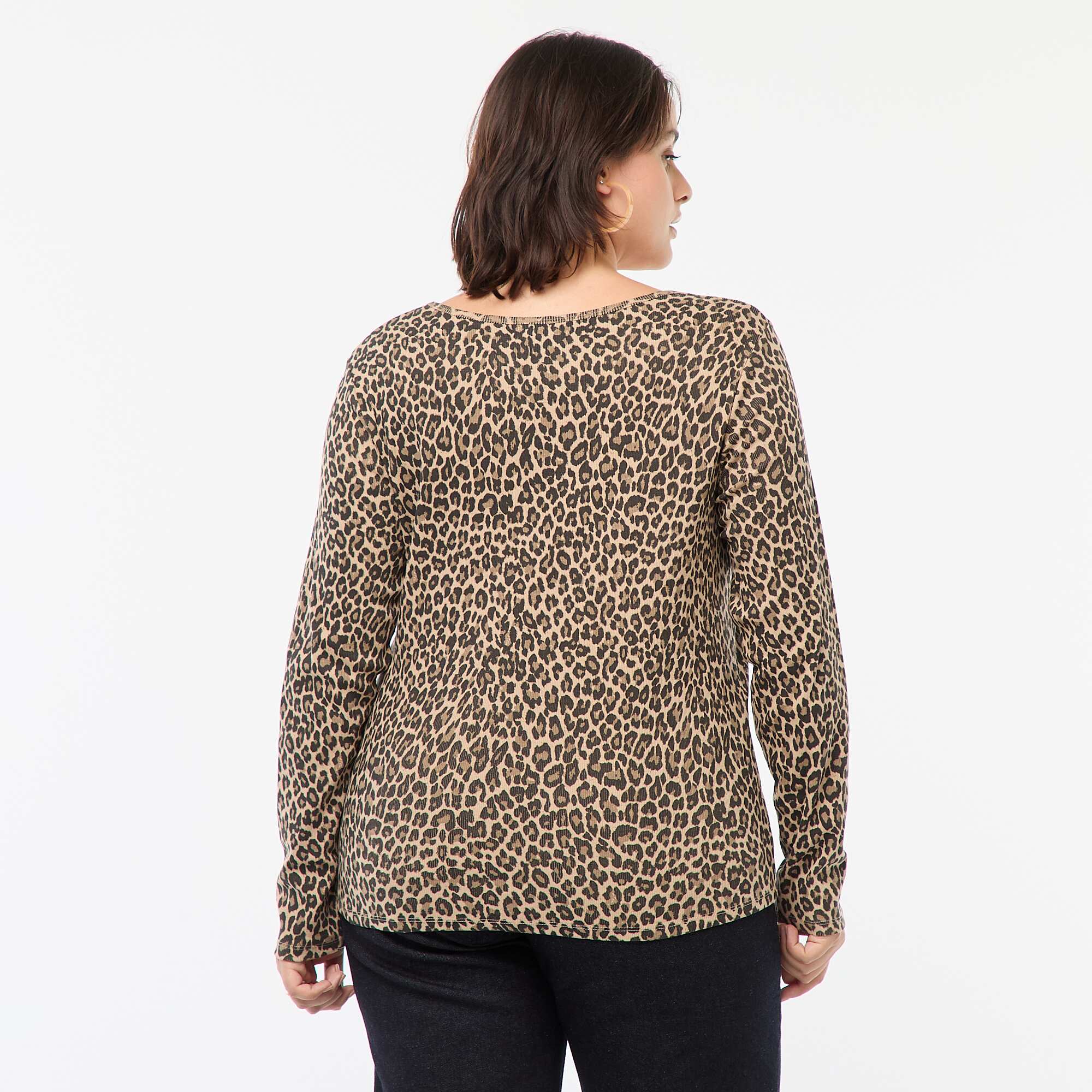 Long-sleeved ribbed T-shirt BEIGE - Image 4