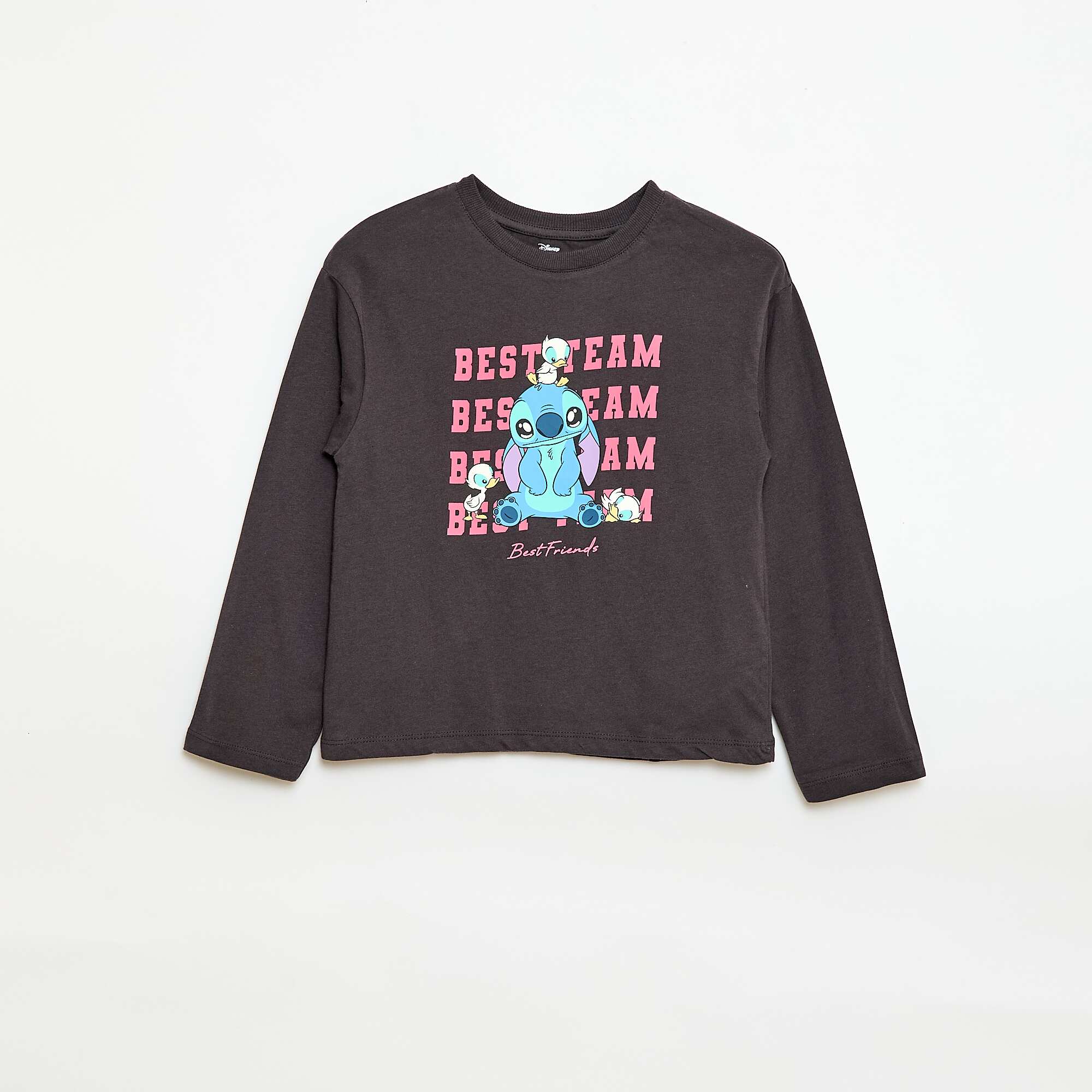 Long-sleeved 'Stitch' T-shirt BLACK