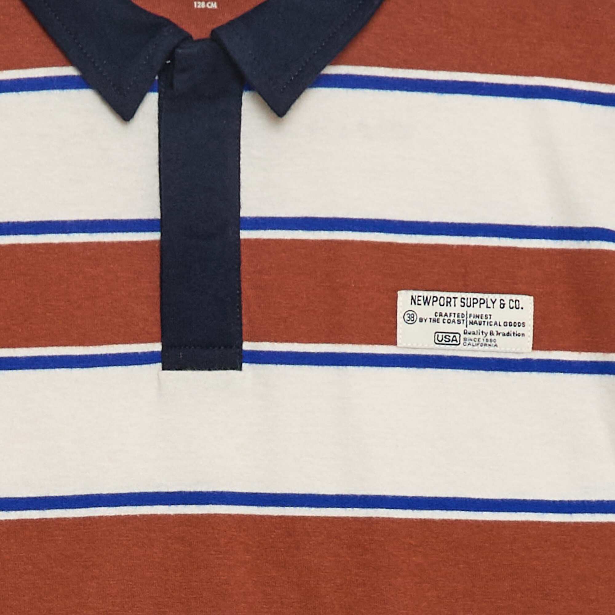 Long-Sleeved Striped Jersey Knit Polo Shirt BEIGE - Image 3