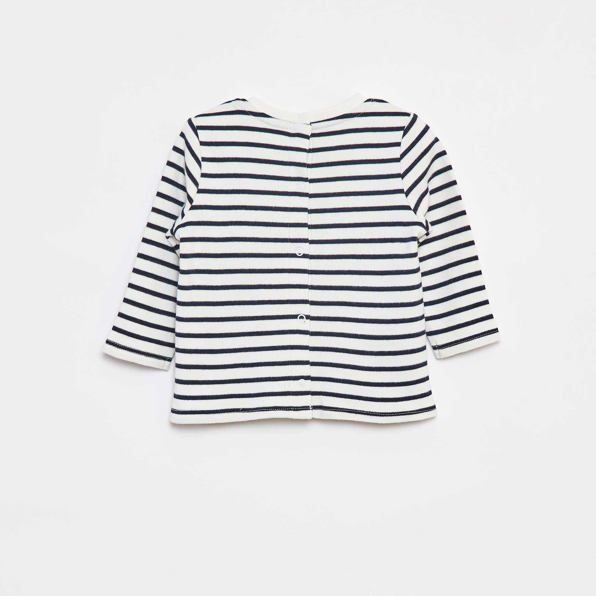 Long-sleeved T-shirt with 'bonjour' embroidered on the chest WHITE - Image 3