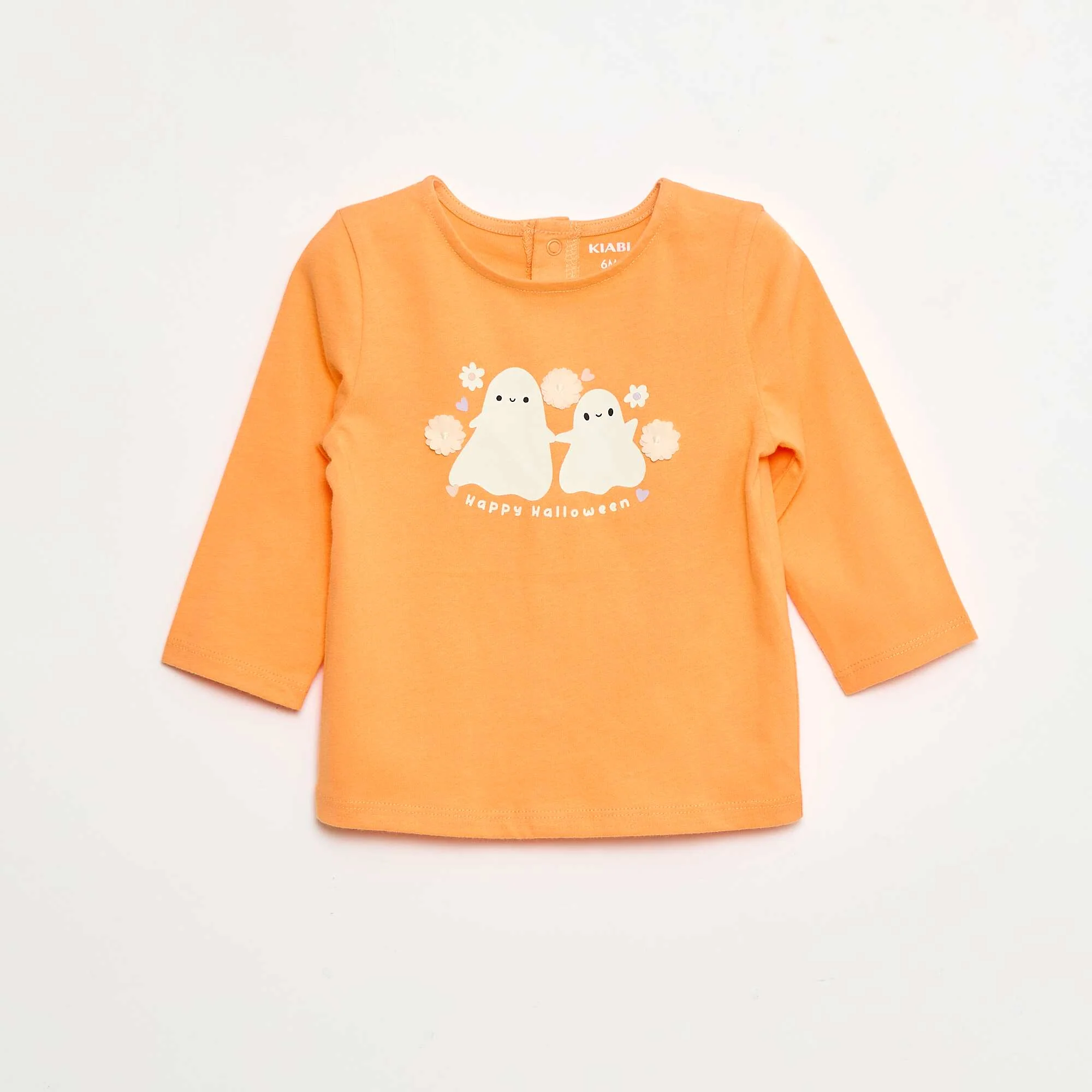 Long-sleeved T-shirt with design on the front ORANGE