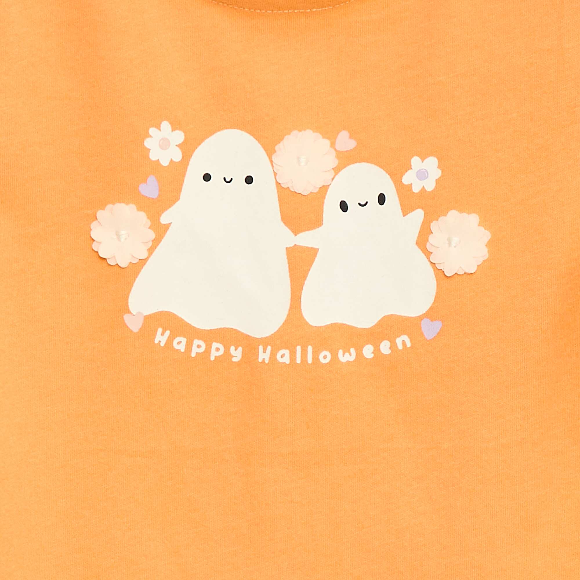 Long-sleeved T-shirt with design on the front ORANGE - Image 2
