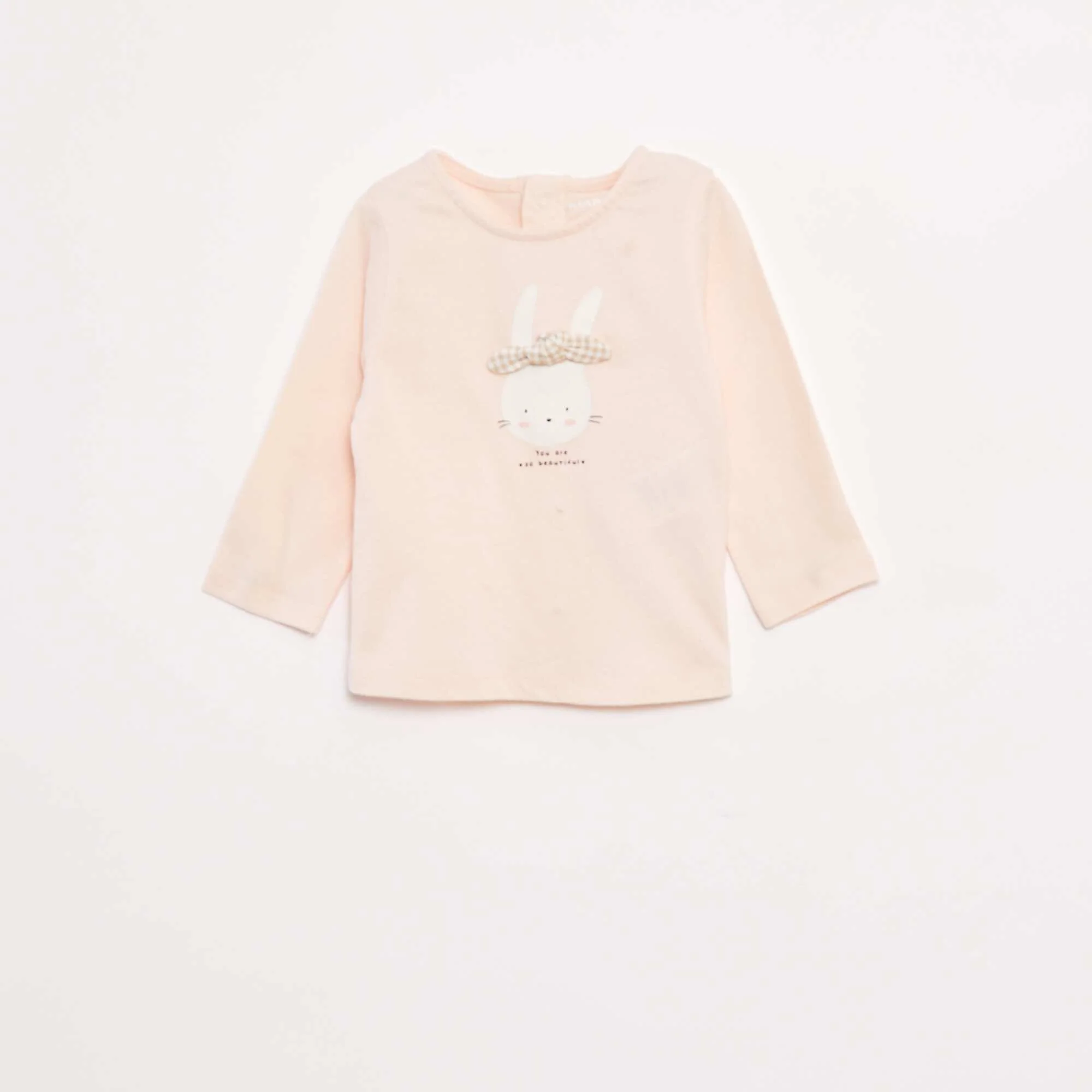 Long-sleeved T-shirt with design on the front PINK