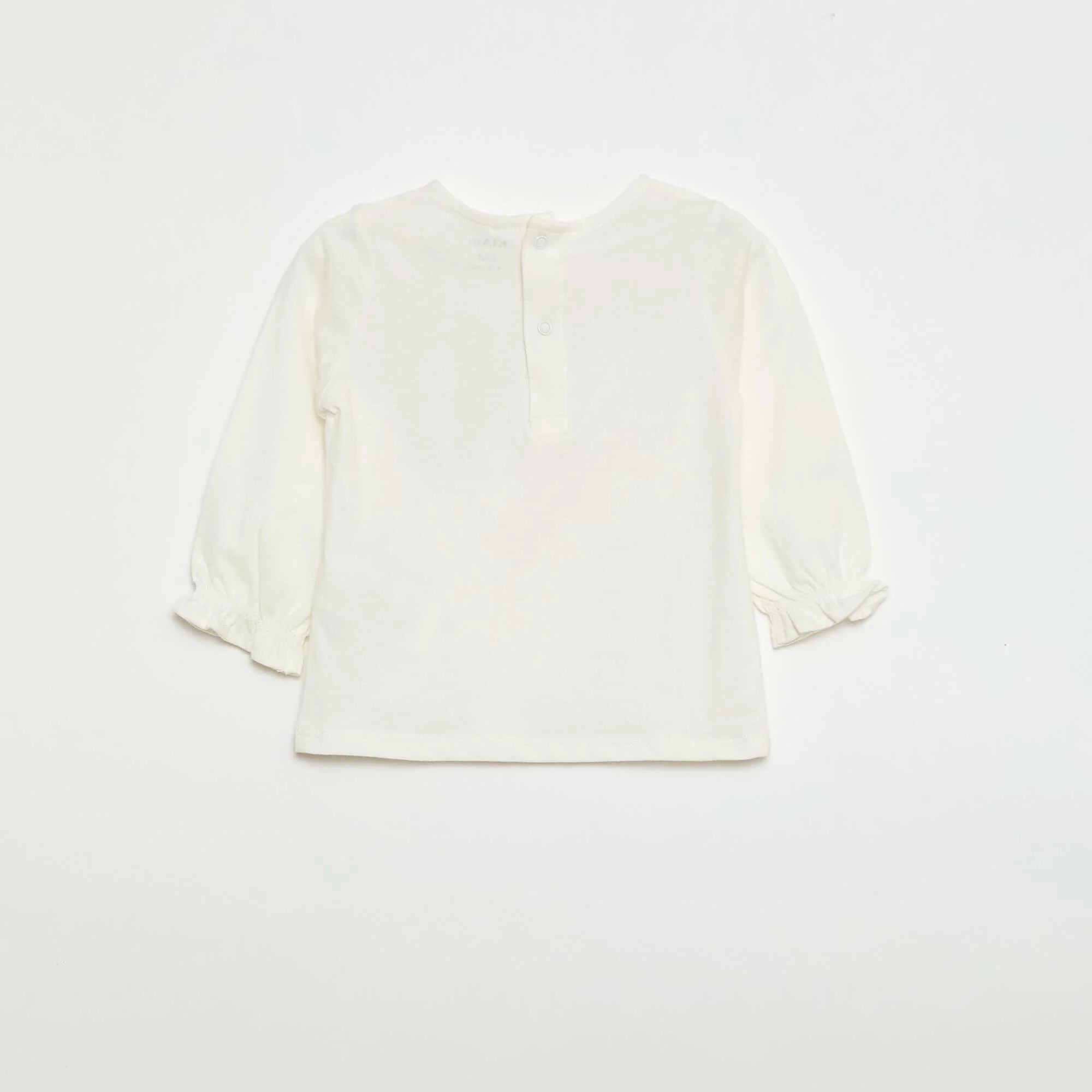 Long-sleeved T-shirt with ruffled cuffs WHITE - Image 2