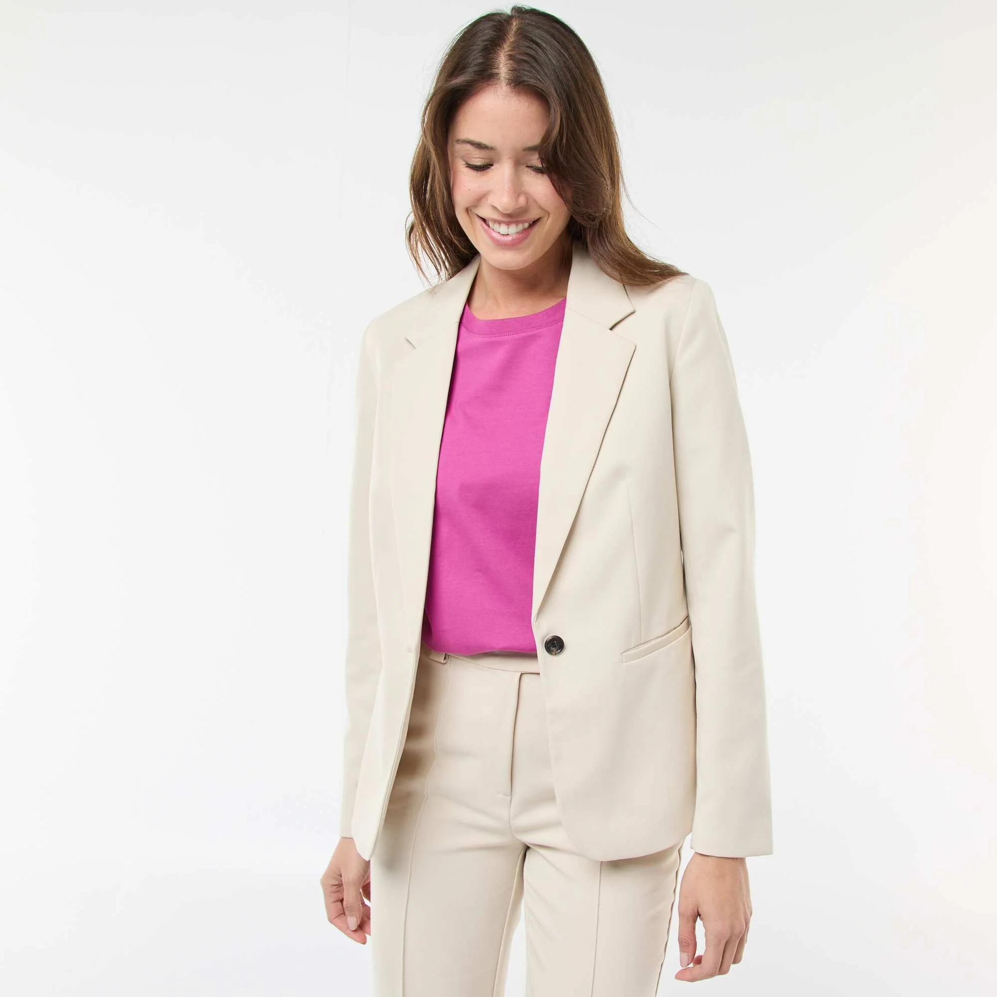 Long-sleeved tailored jacket BEIGE
