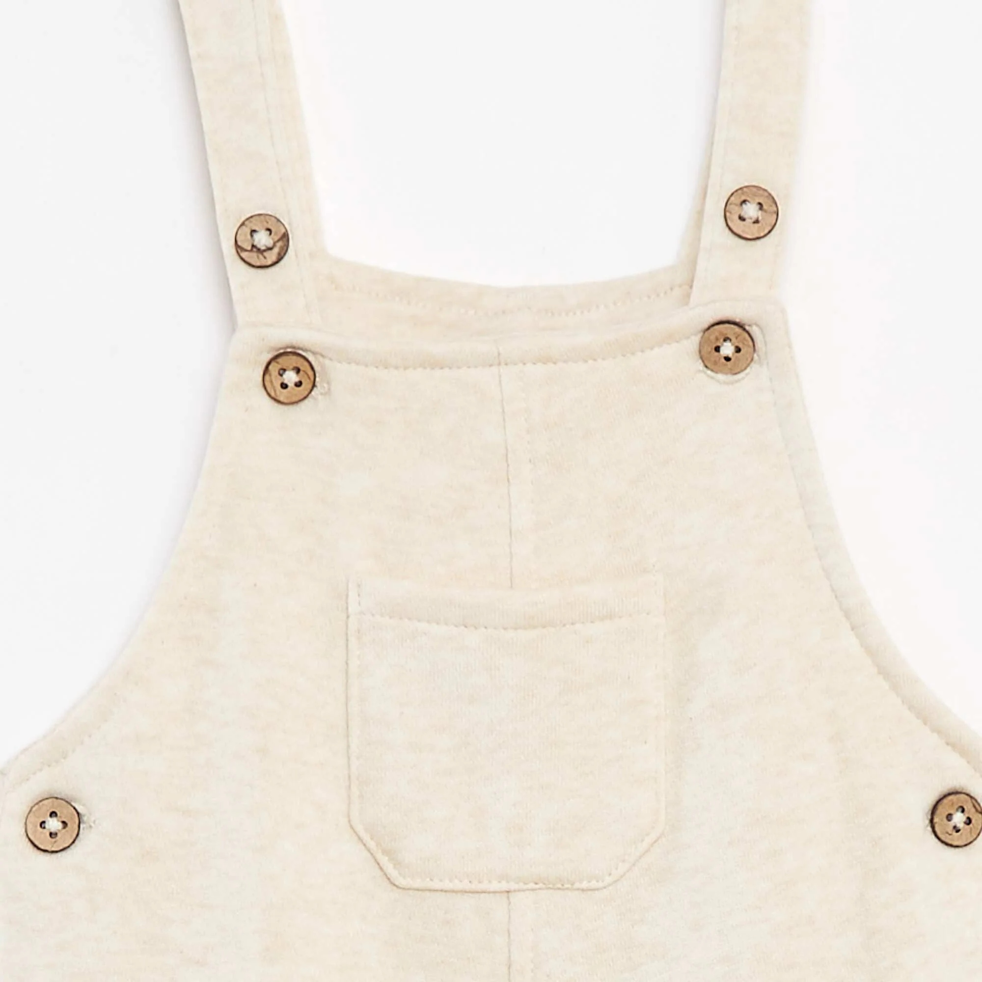 Long sweatshirt fabric dungarees with adjustable braces BEIGE - Image 3