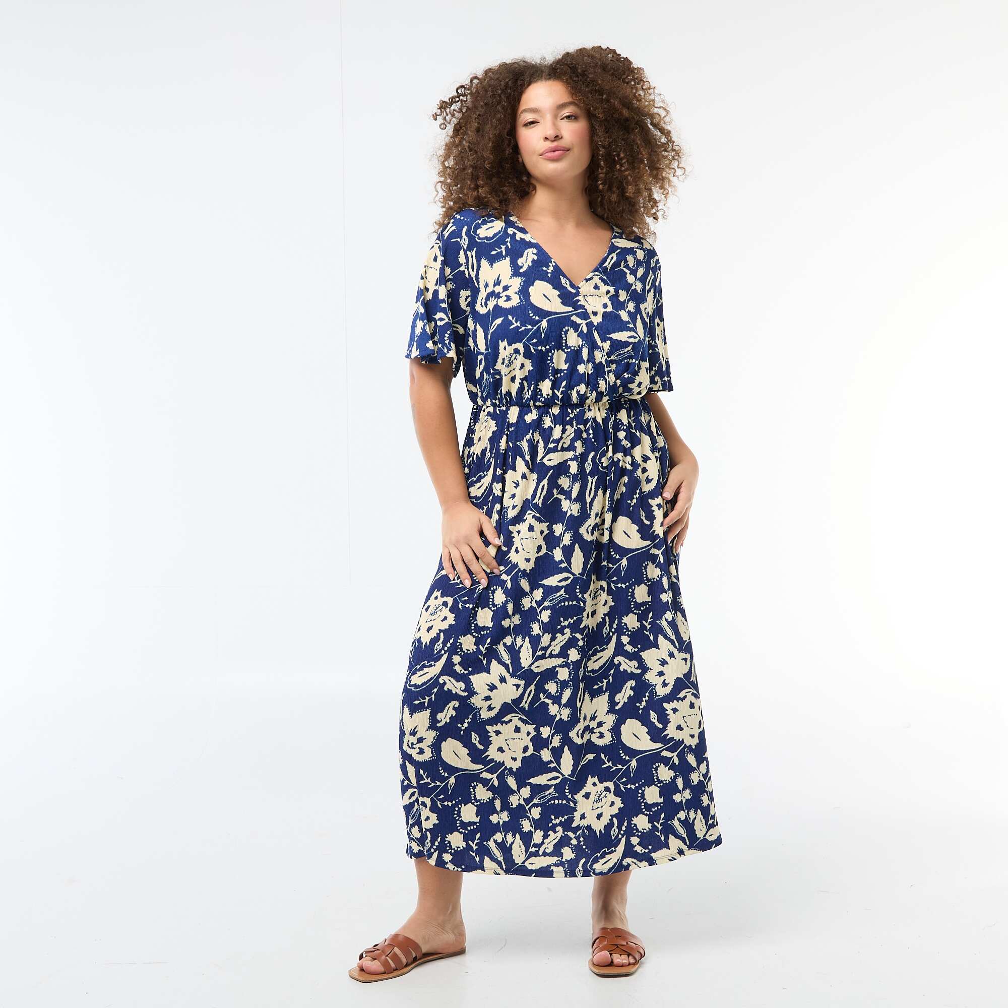 Long Wrap Dress BLUE - Image 3