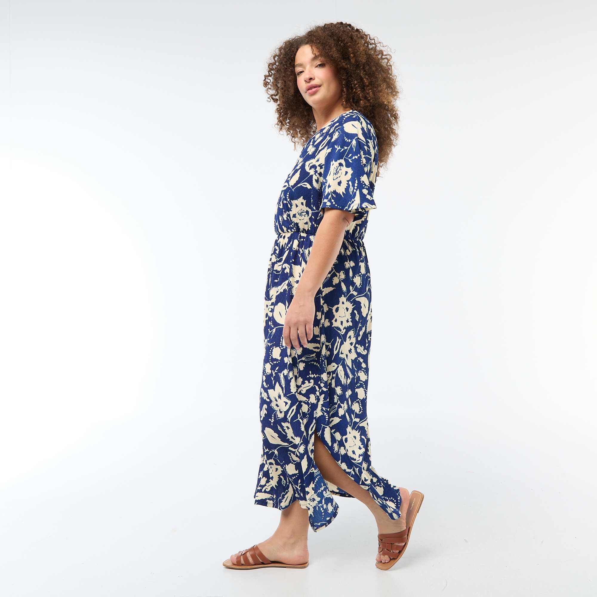 Long Wrap Dress BLUE - Image 4