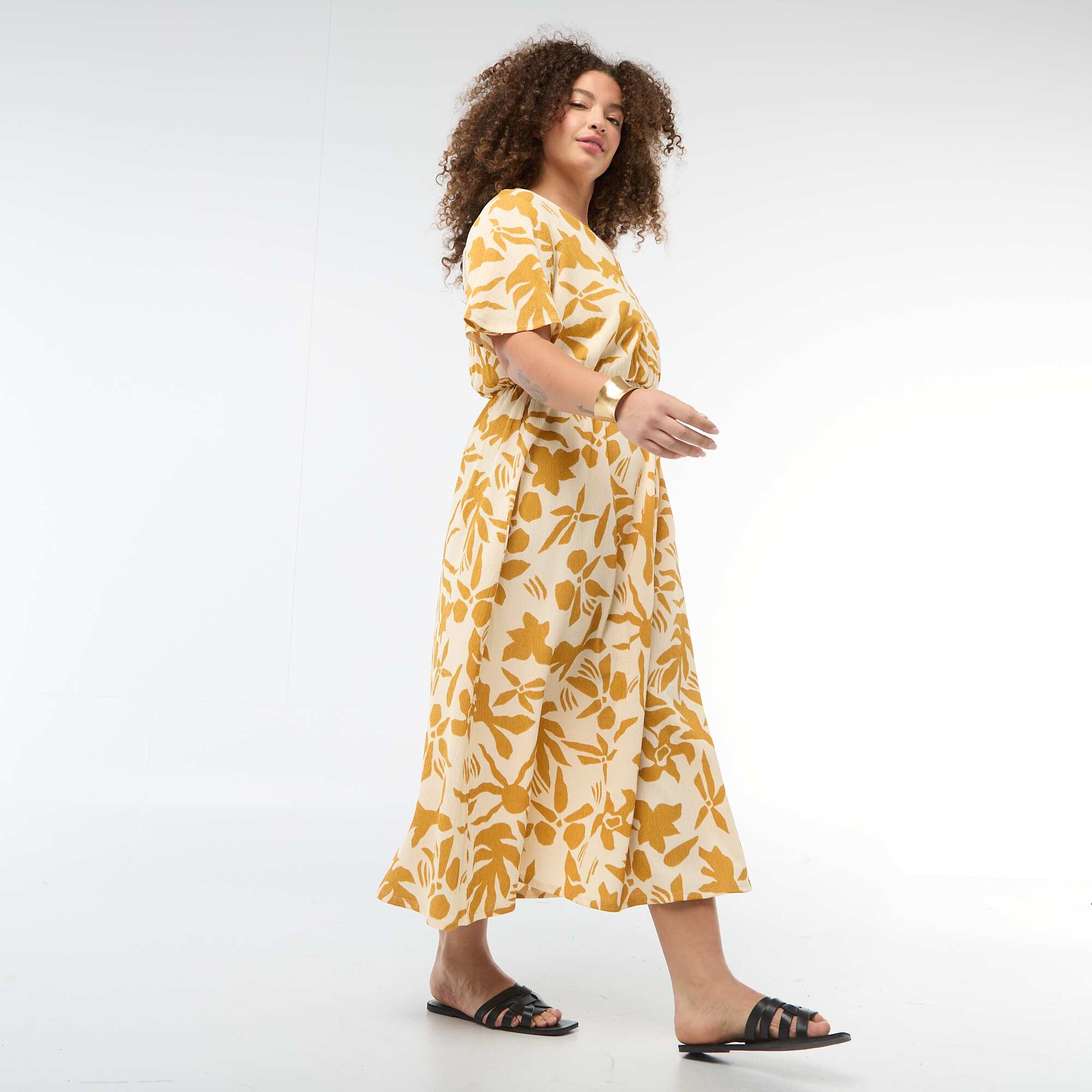 Long Wrap Dress YELLOW - Image 3