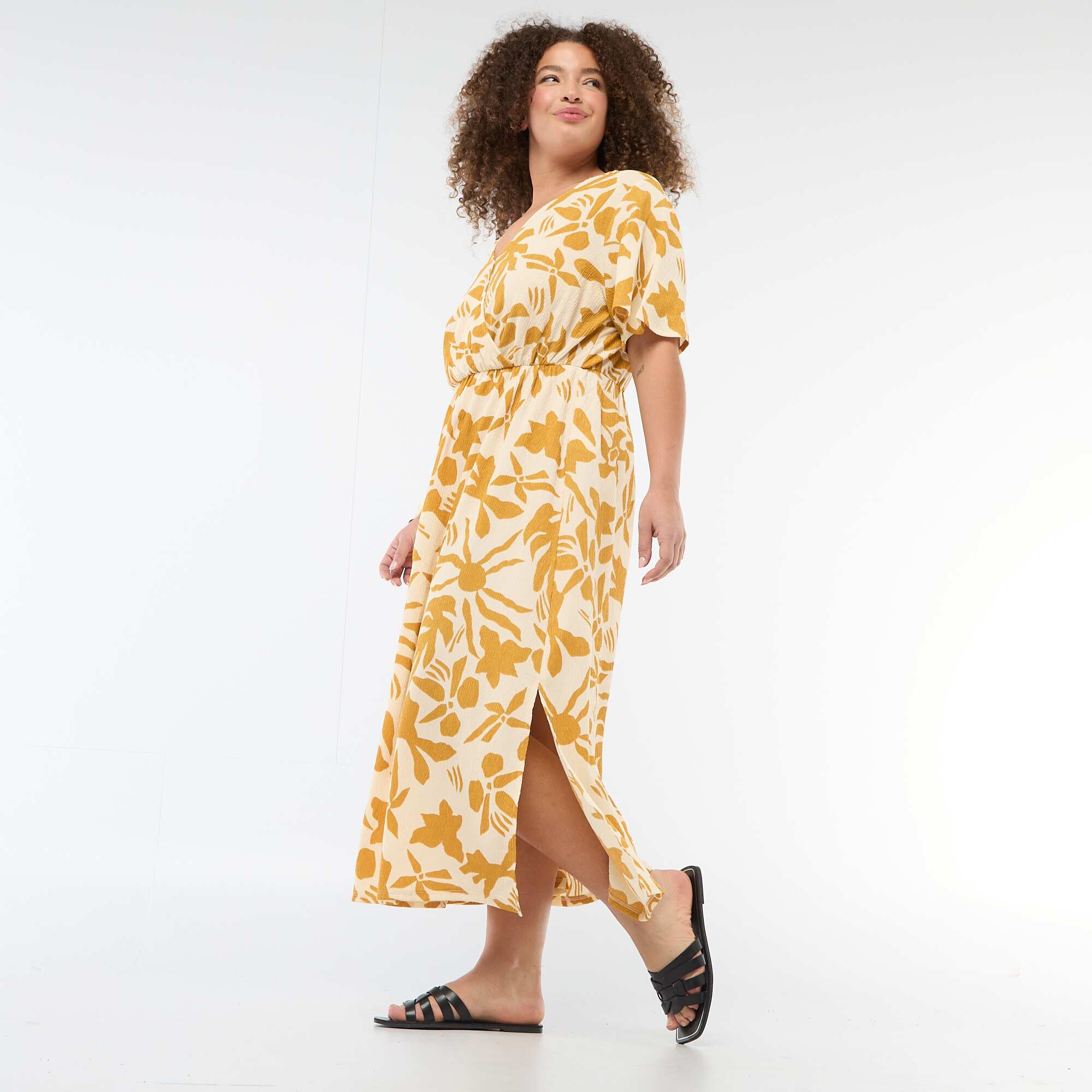 Long Wrap Dress YELLOW - Image 4