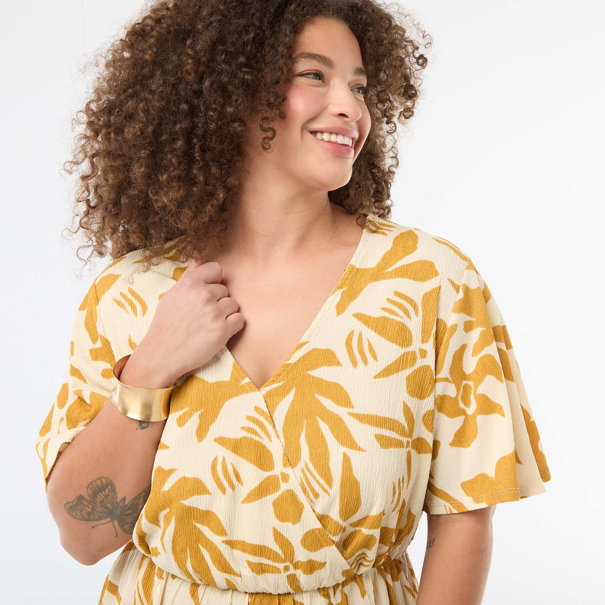 Long Wrap Dress YELLOW - Image 5