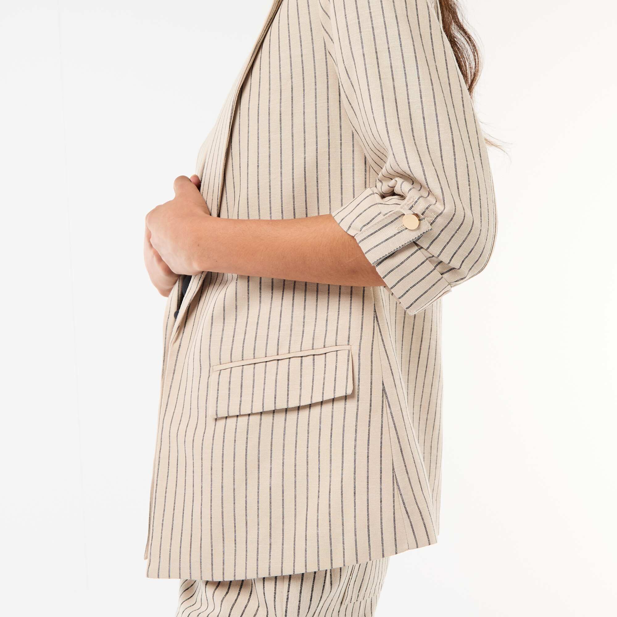 Longline Blazer Jacket BEIGE - Image 5