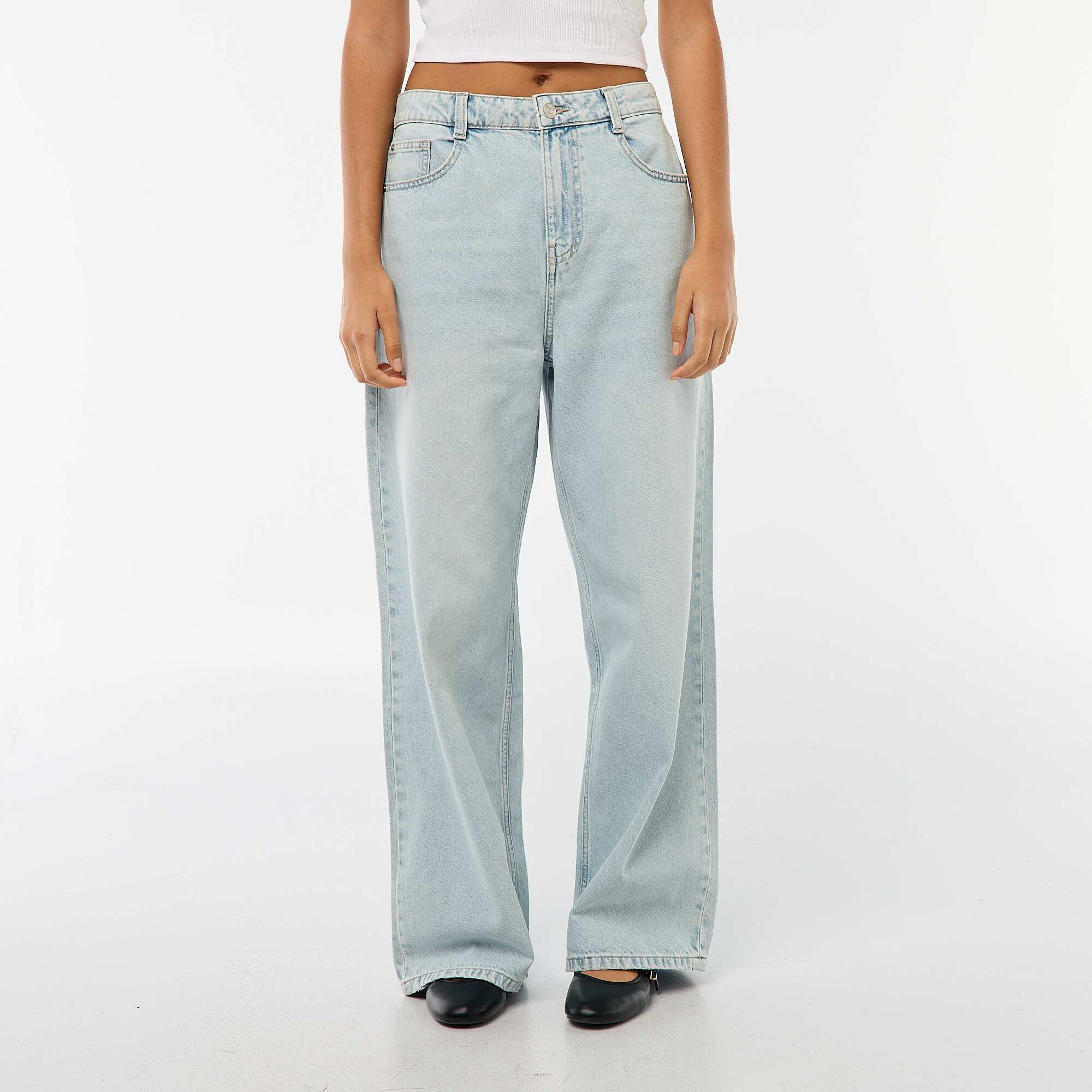 Low-Rise Baggy Jeans with 5 Pockets BLUE - Image 2