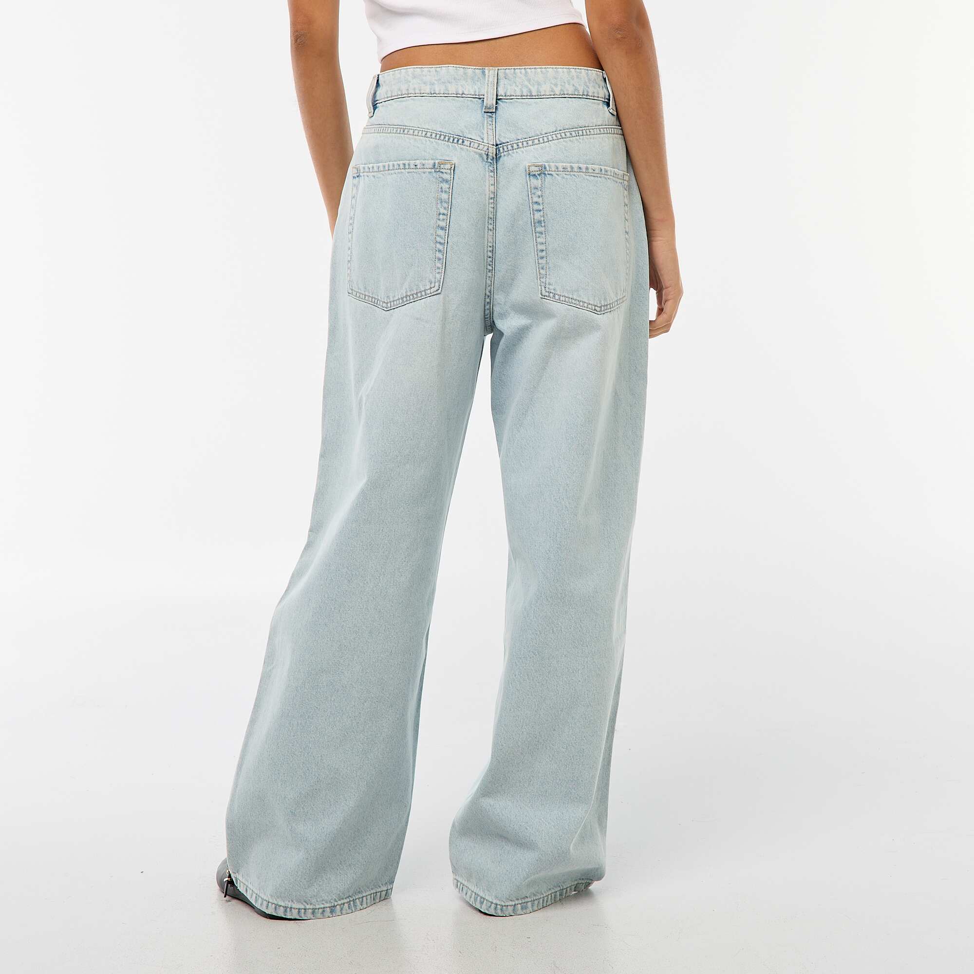 Low-Rise Baggy Jeans with 5 Pockets BLUE - Image 3