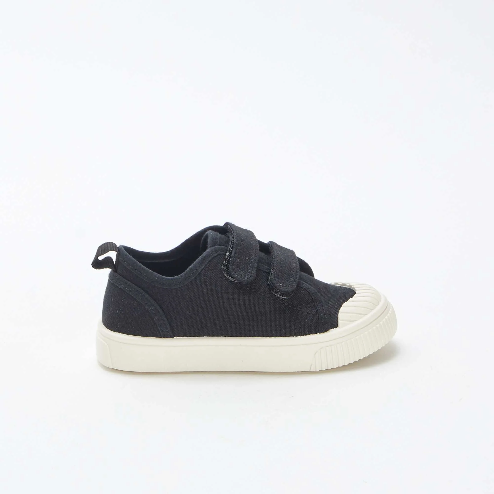 Low-top canvas trainers with hook and loop fastening BLACK - Image 2
