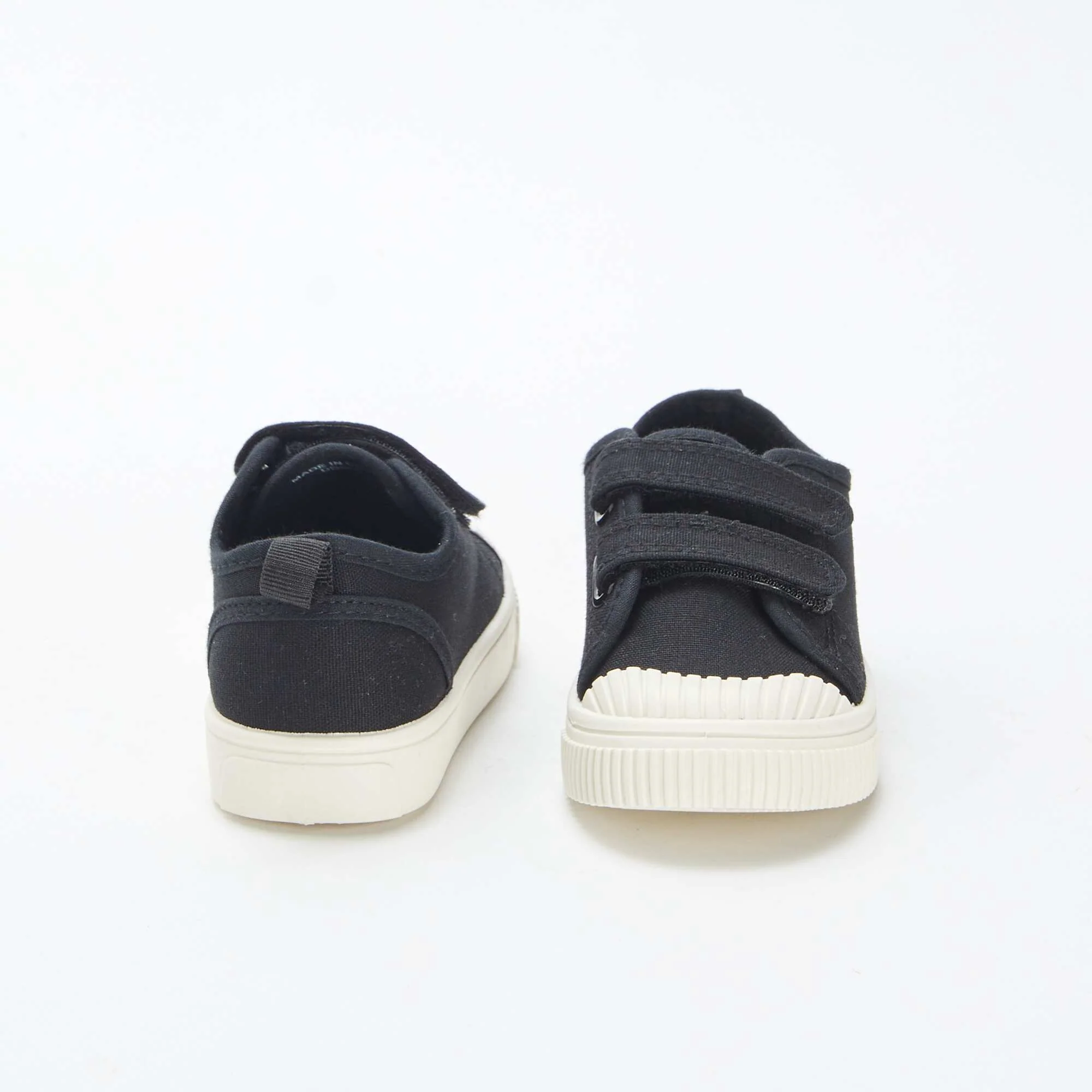 Low-top canvas trainers with hook and loop fastening BLACK - Image 3