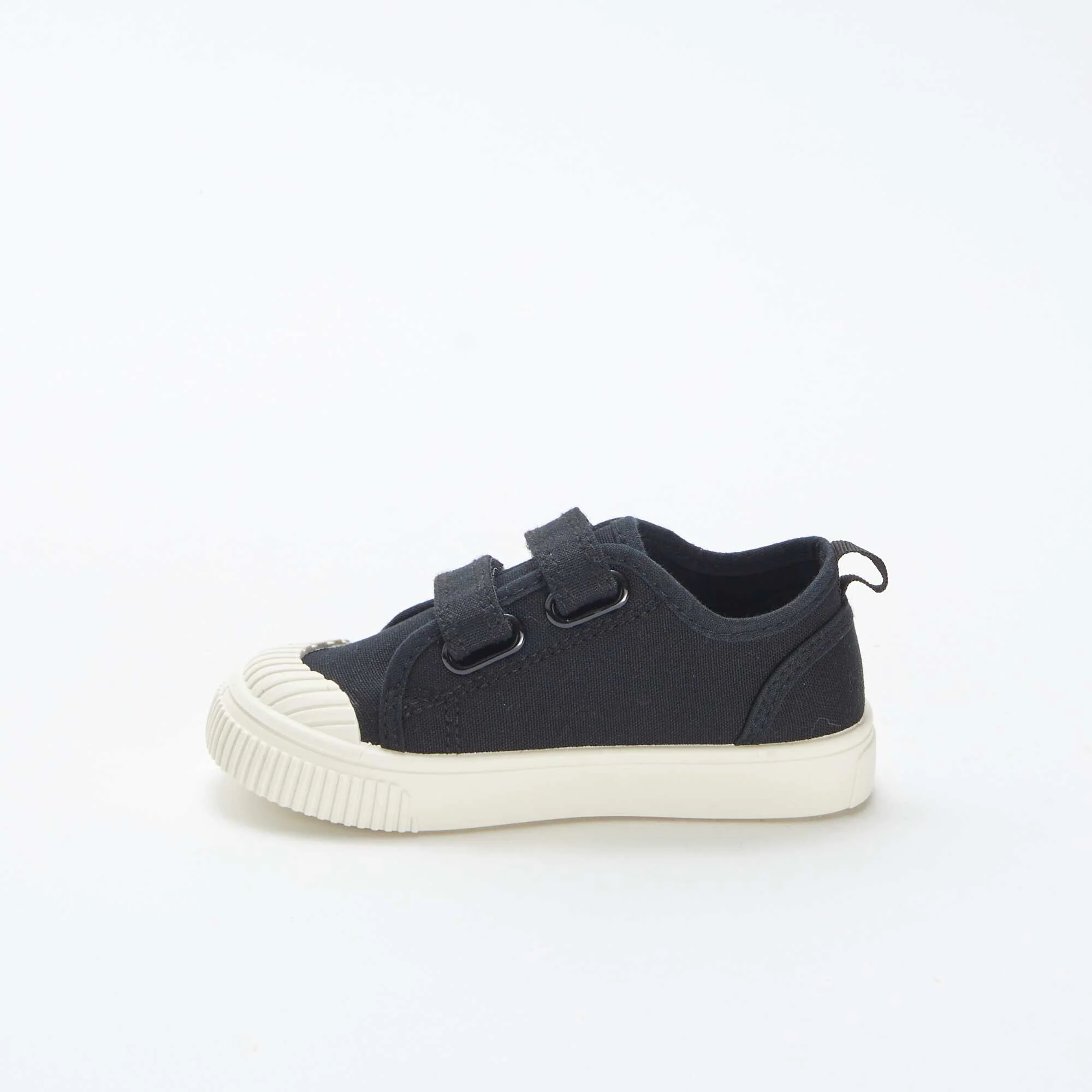 Low-top canvas trainers with hook and loop fastening BLACK - Image 4