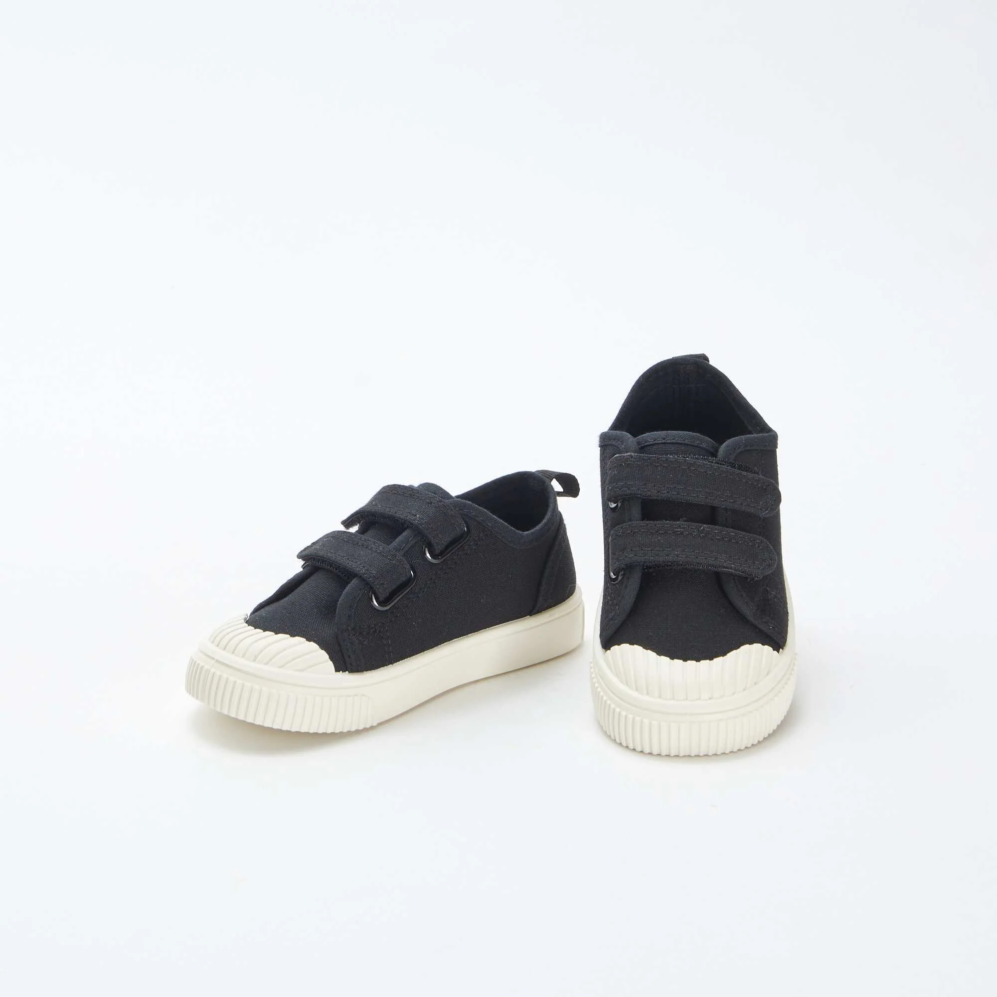 Low-top canvas trainers with hook and loop fastening BLACK - Image 5