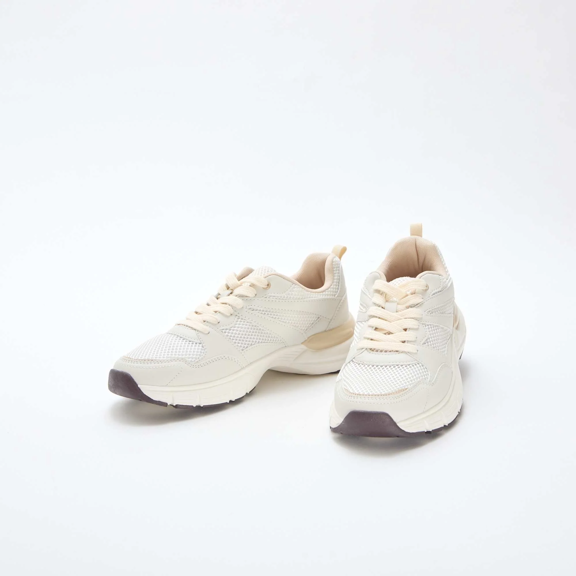 Low-Top Running Style Sneakers BEIGE - Image 5
