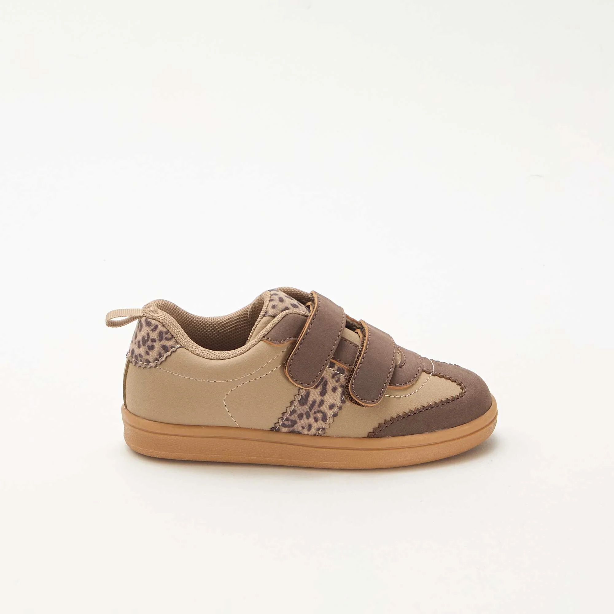 Low-Top Sneakers with Hook and Loop Fasteners BROWN - Image 2